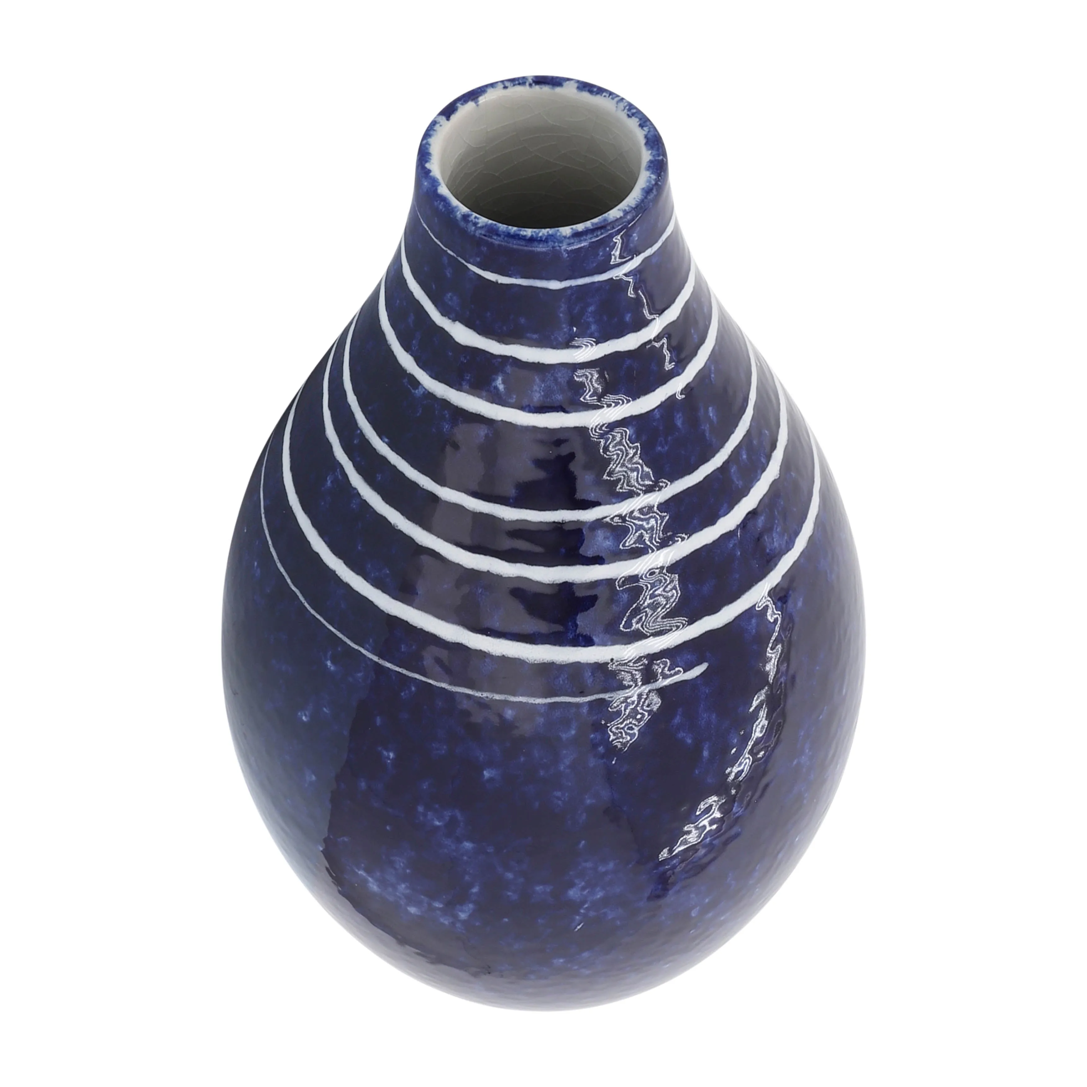 CER, 10"H PRIMEVAL VASE, BLUE