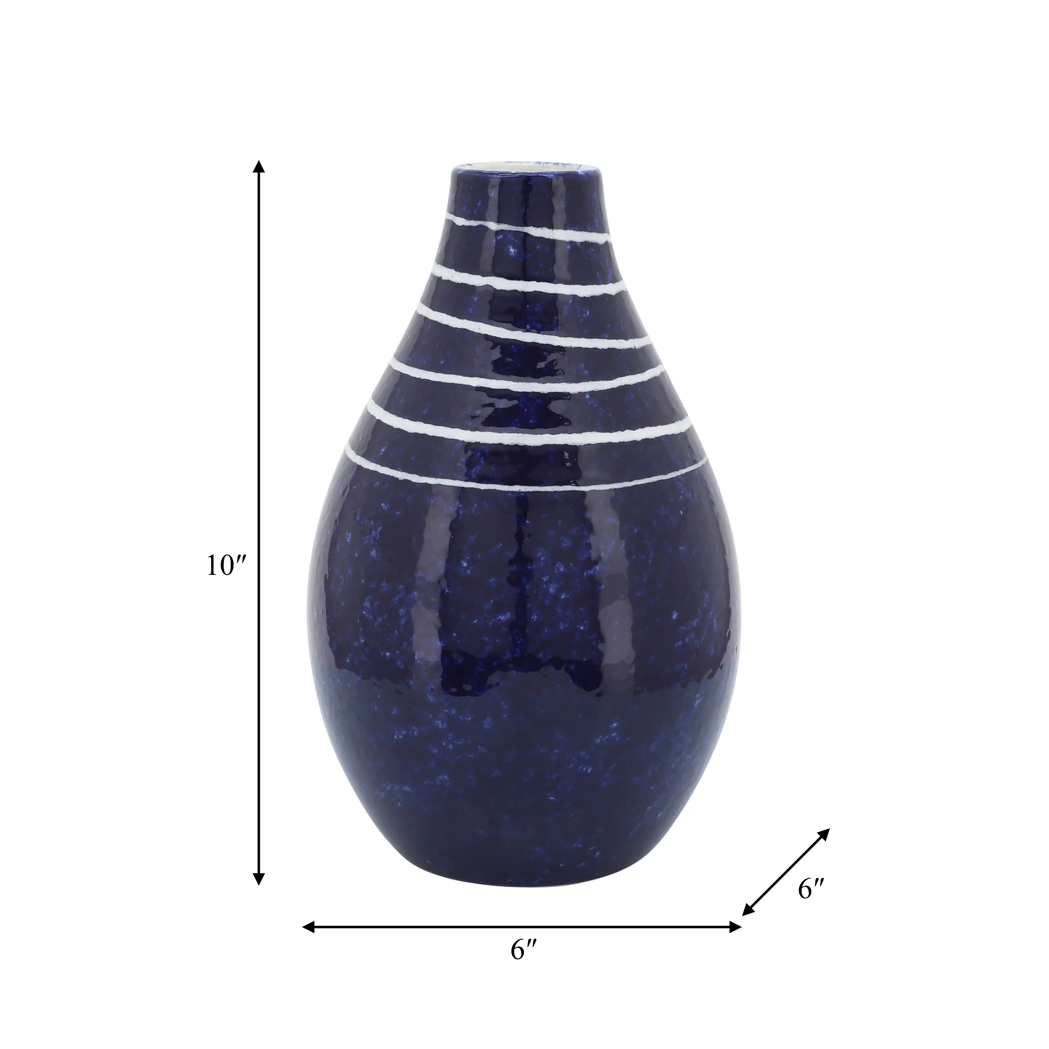 CER, 10"H PRIMEVAL VASE, BLUE