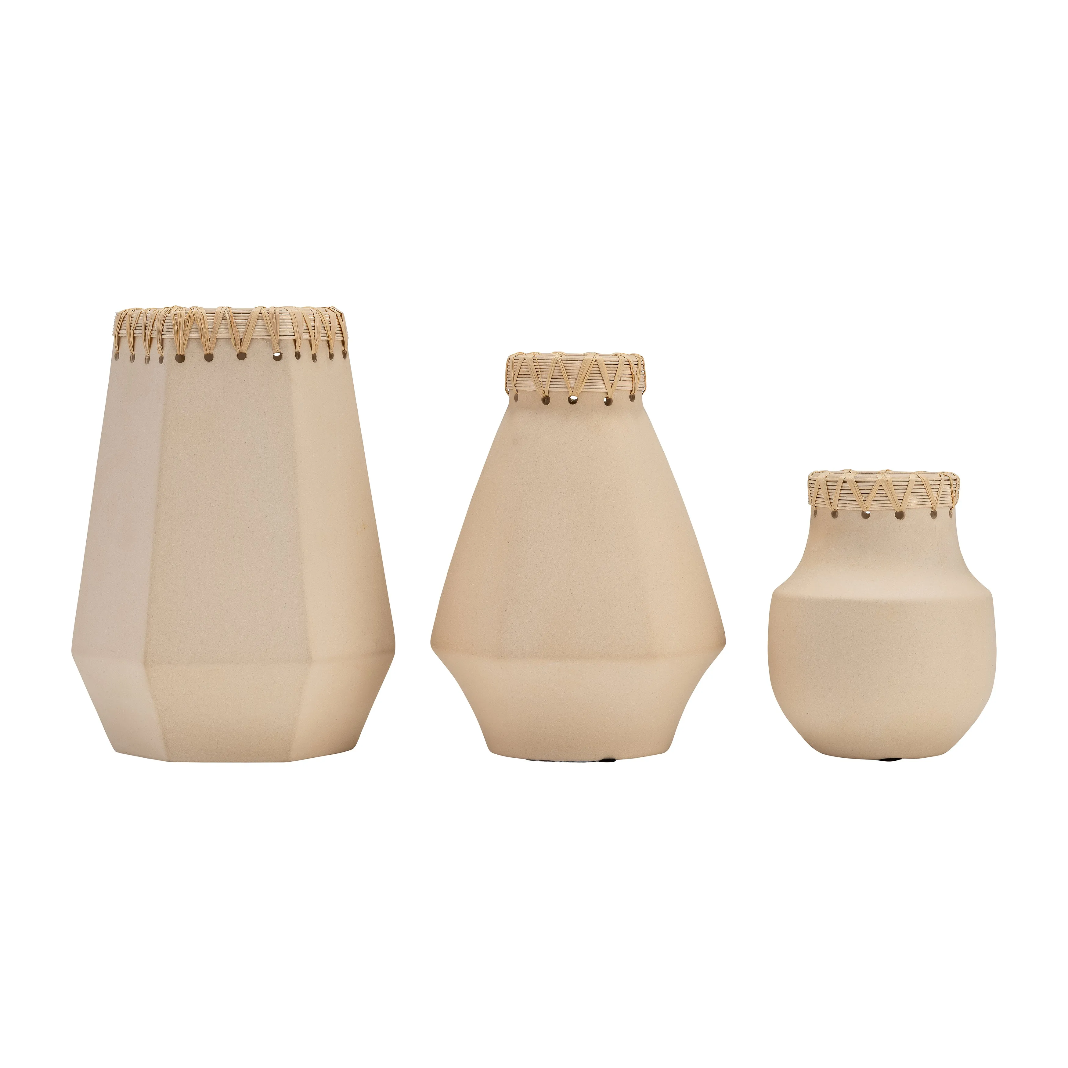 CER, 10"H VASE W/ WEAVING, NATURAL