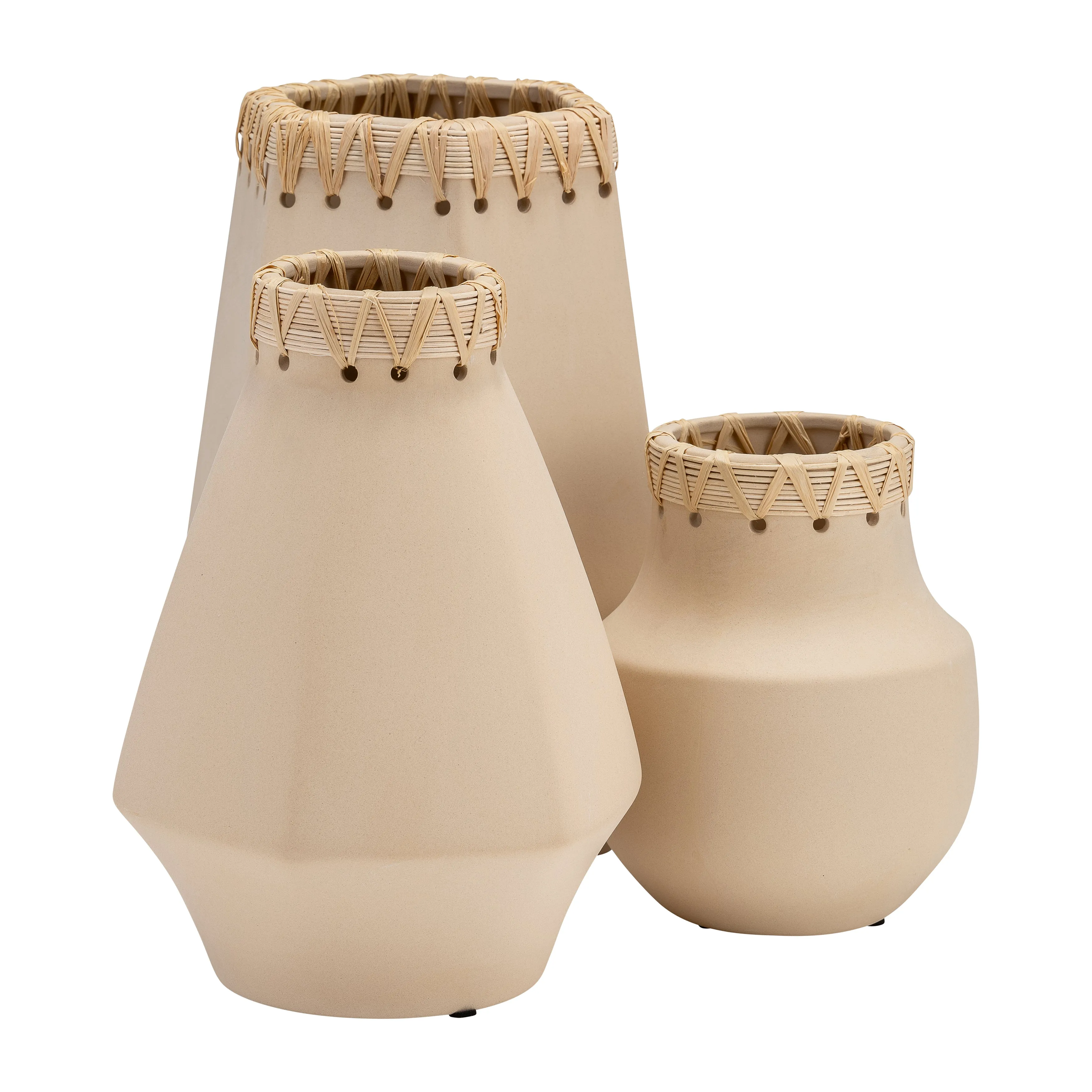 CER, 10"H VASE W/ WEAVING, NATURAL