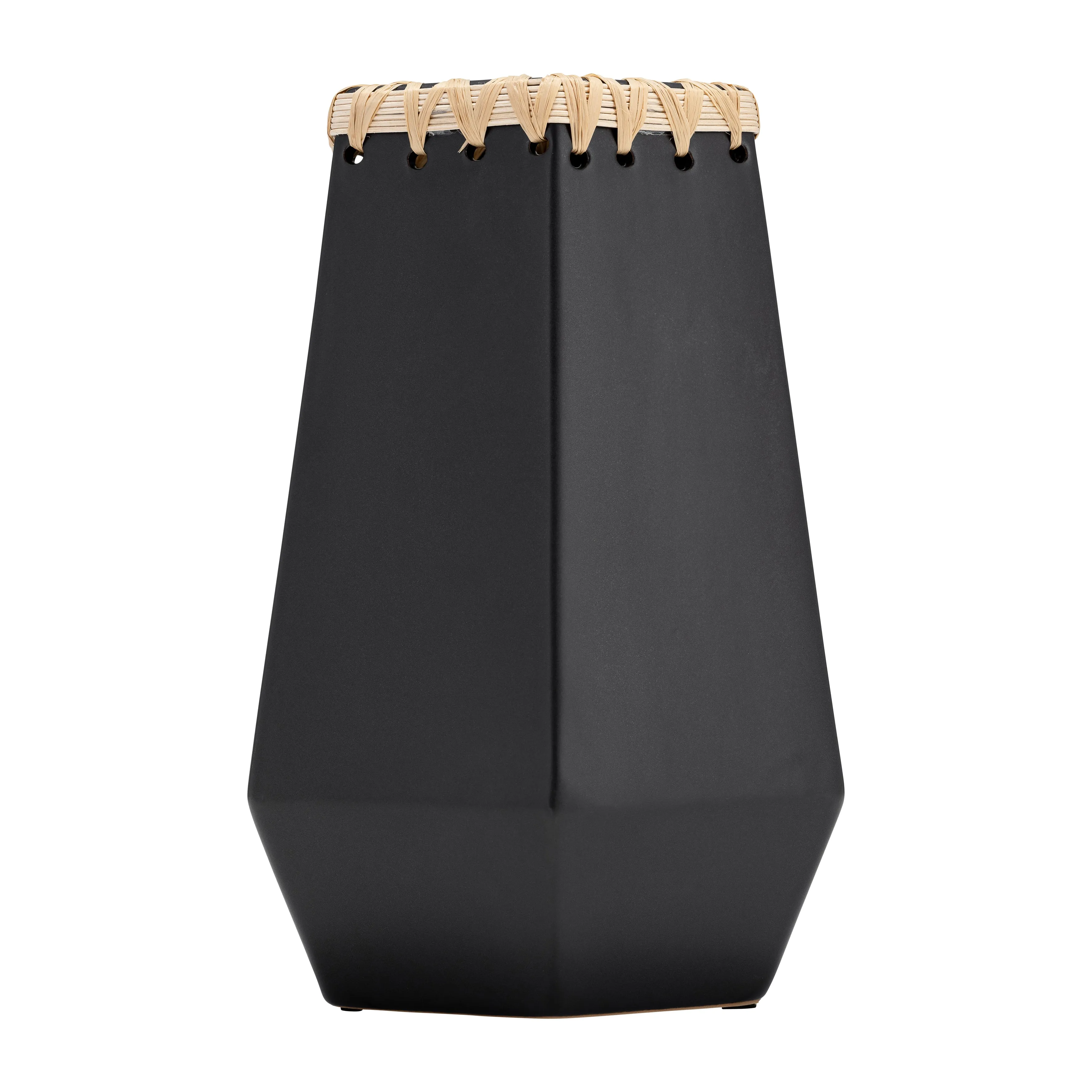 CER, 11"H VASE W/ WEAVING, BLACK
