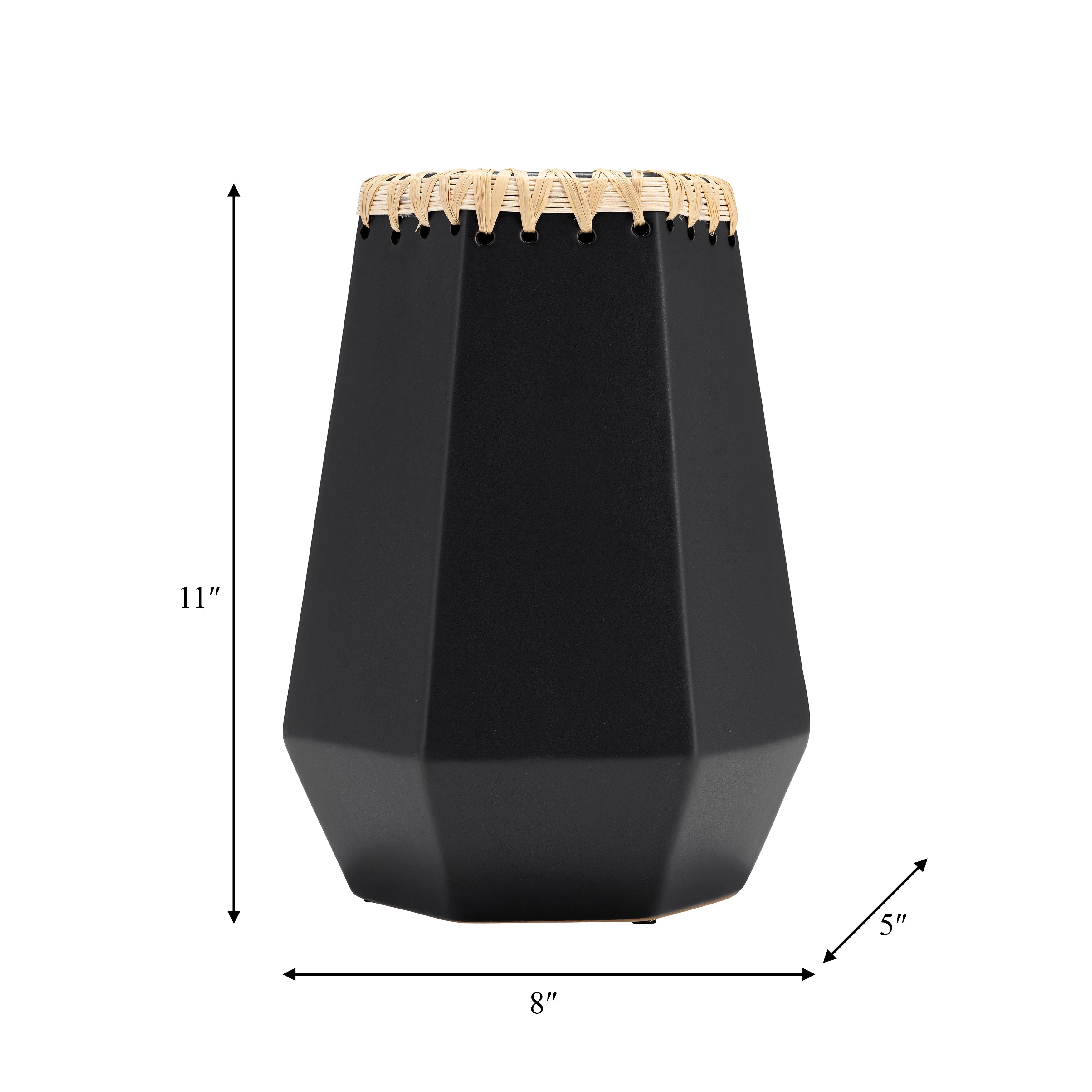CER, 11"H VASE W/ WEAVING, BLACK