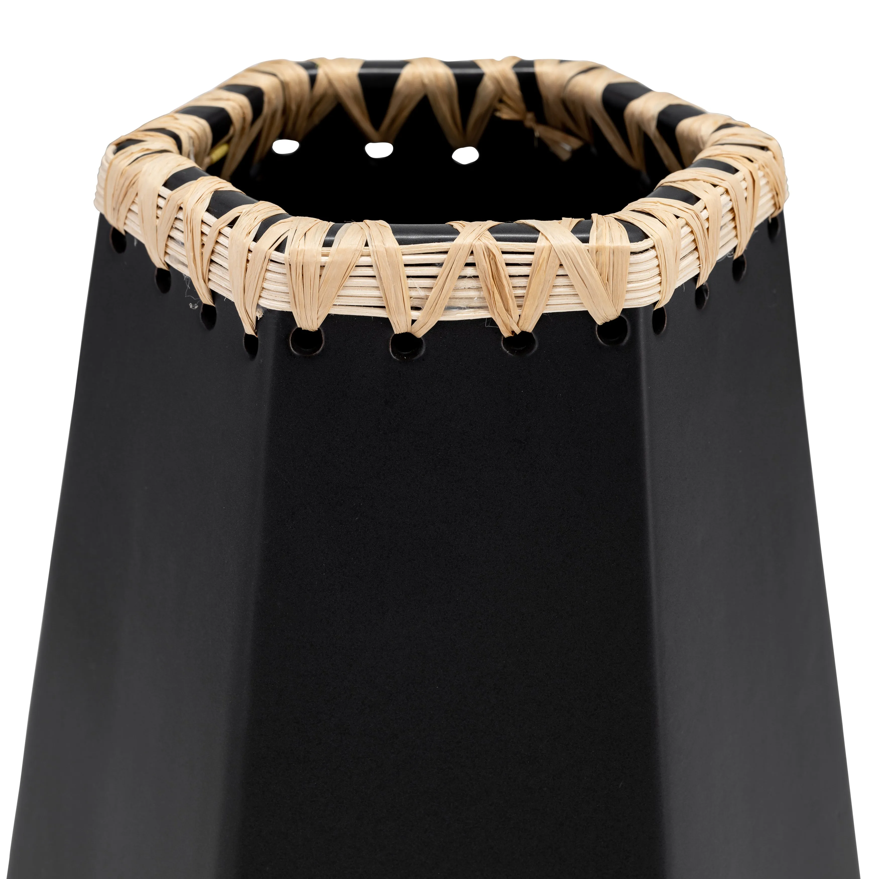 CER, 11"H VASE W/ WEAVING, BLACK