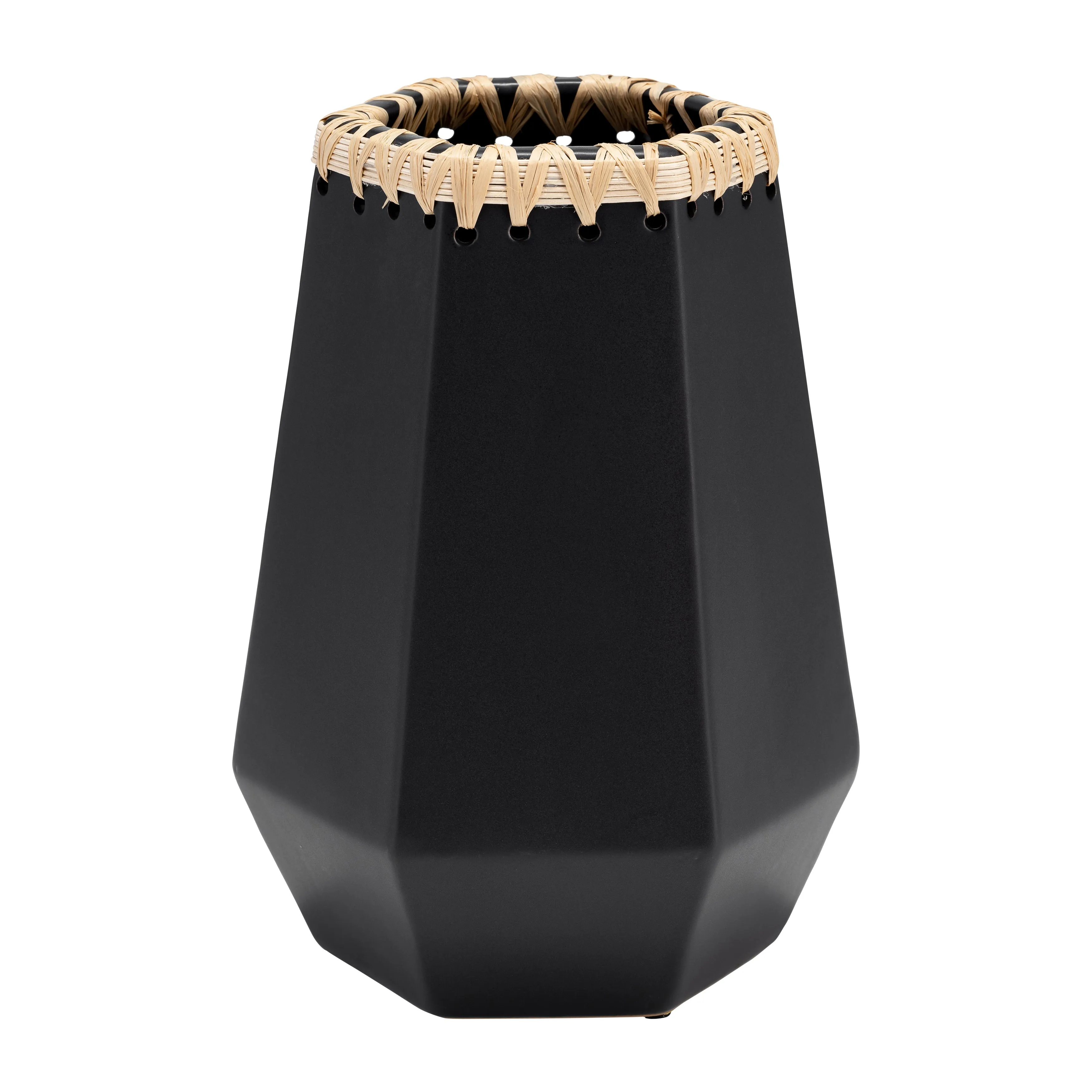 CER, 11"H VASE W/ WEAVING, BLACK