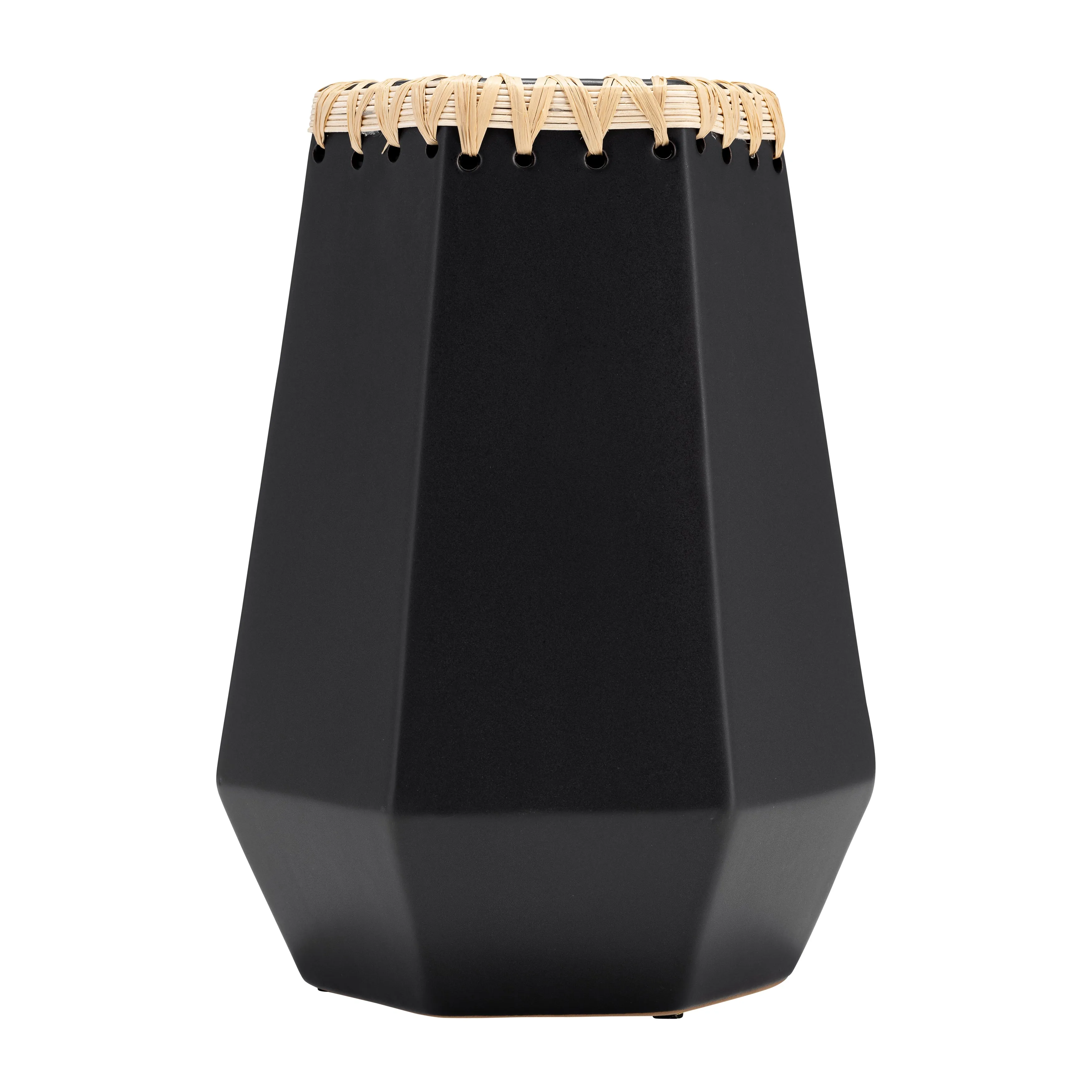 CER, 11"H VASE W/ WEAVING, BLACK