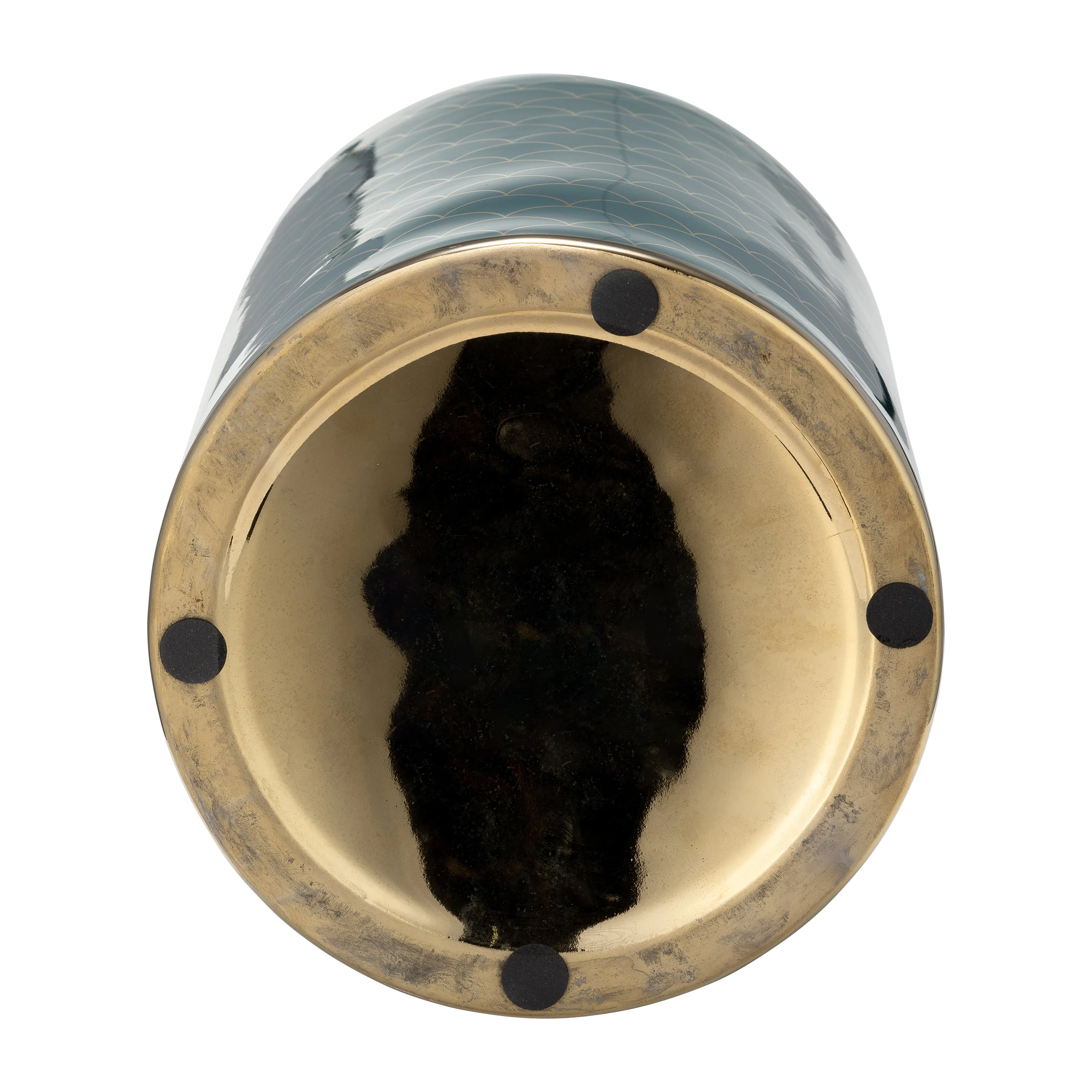CER, 12" CRACKLE JAR W/ LID, GOLD