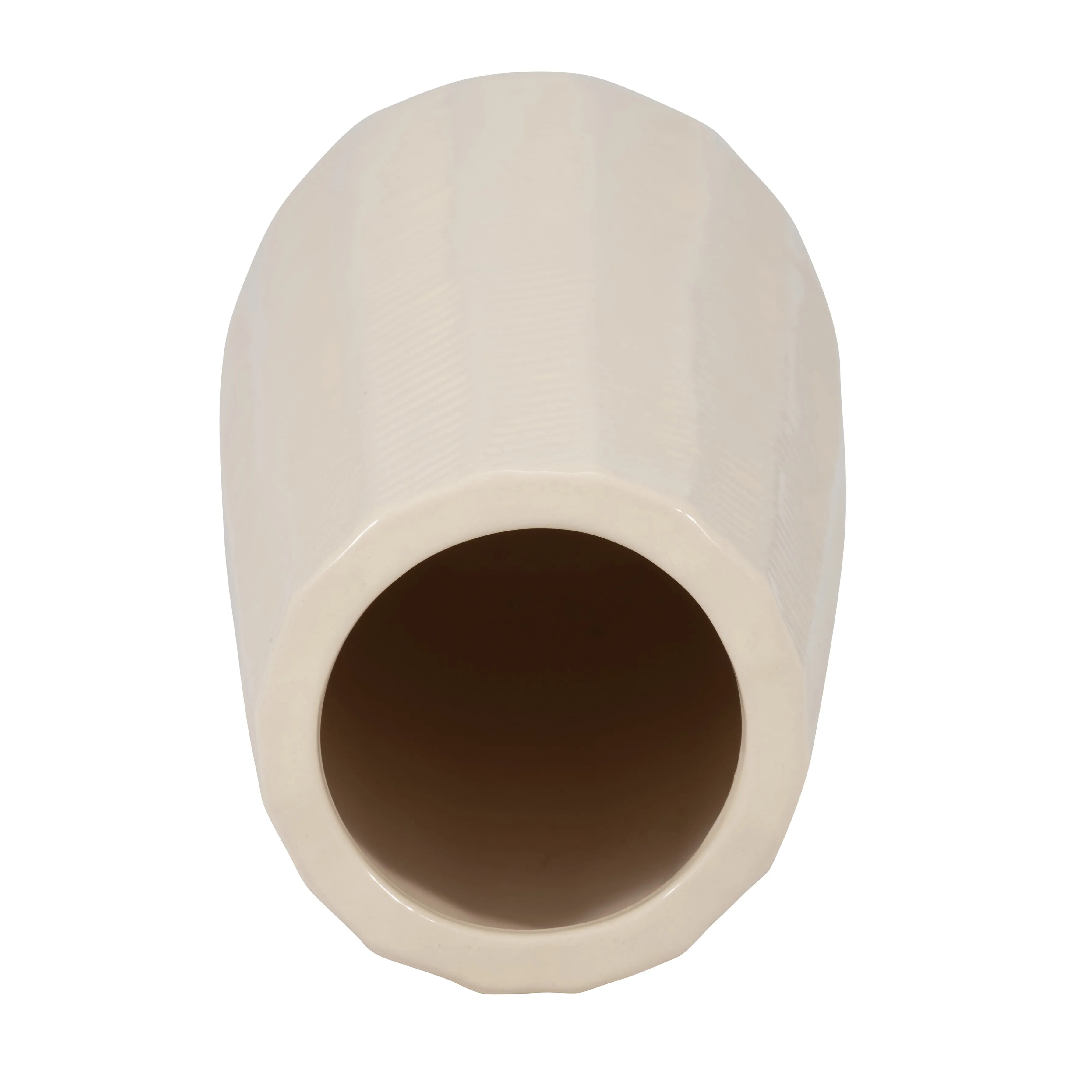 CER, 12" ETCHED LINES CYLINDER VASE, COTTON