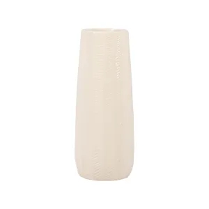CER, 12" ETCHED LINES CYLINDER VASE, COTTON