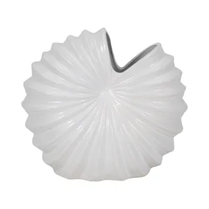 CER, 12" SHELL VASE, WHITE