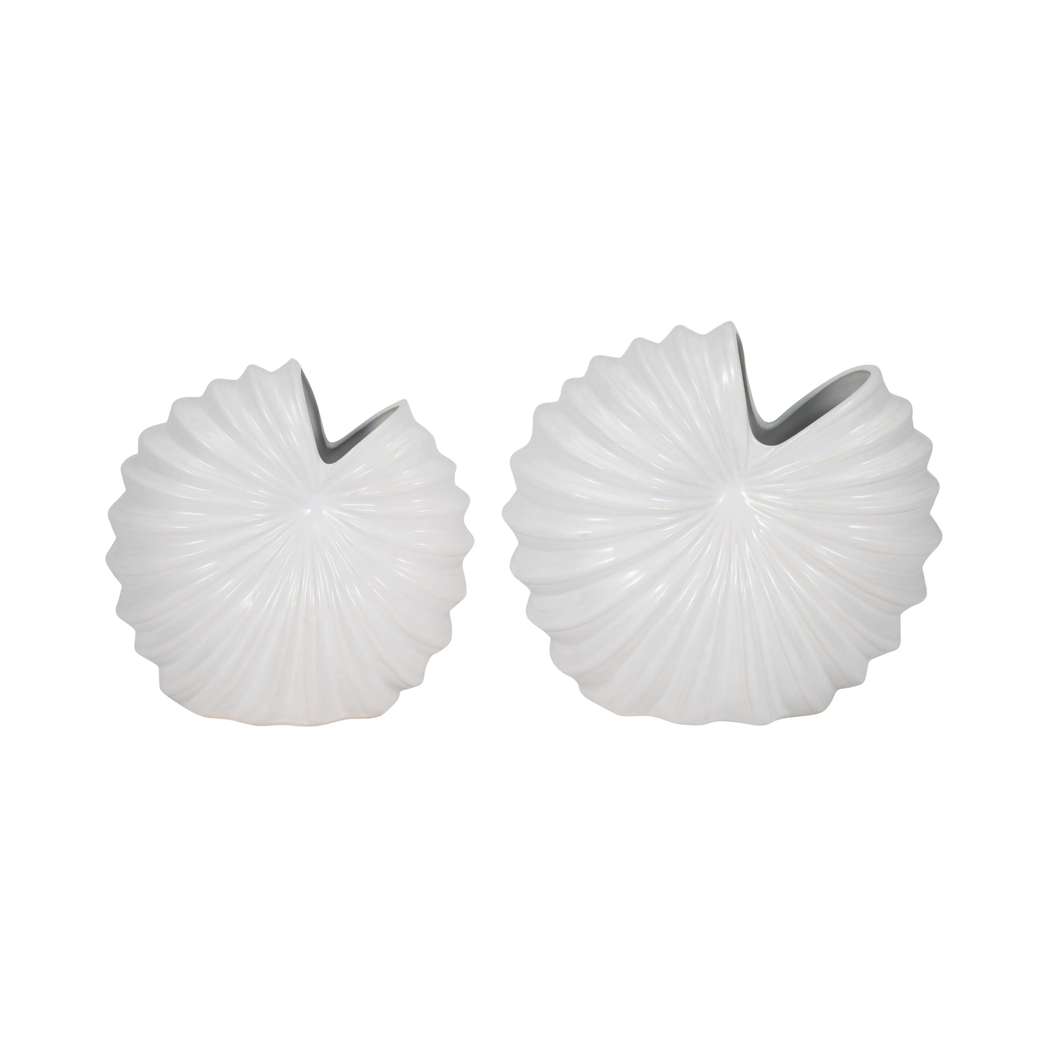 CER, 12" SHELL VASE, WHITE