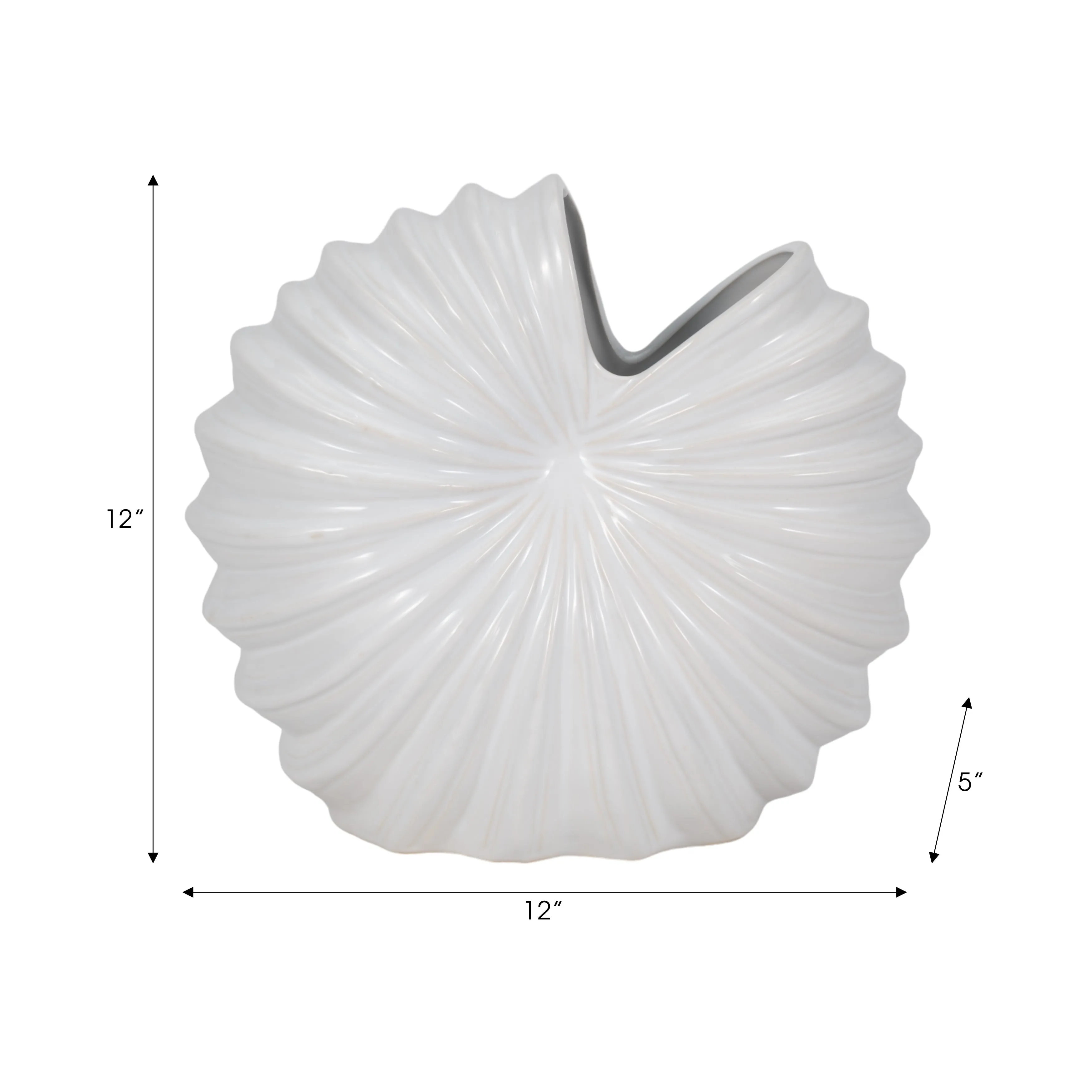 CER, 12" SHELL VASE, WHITE