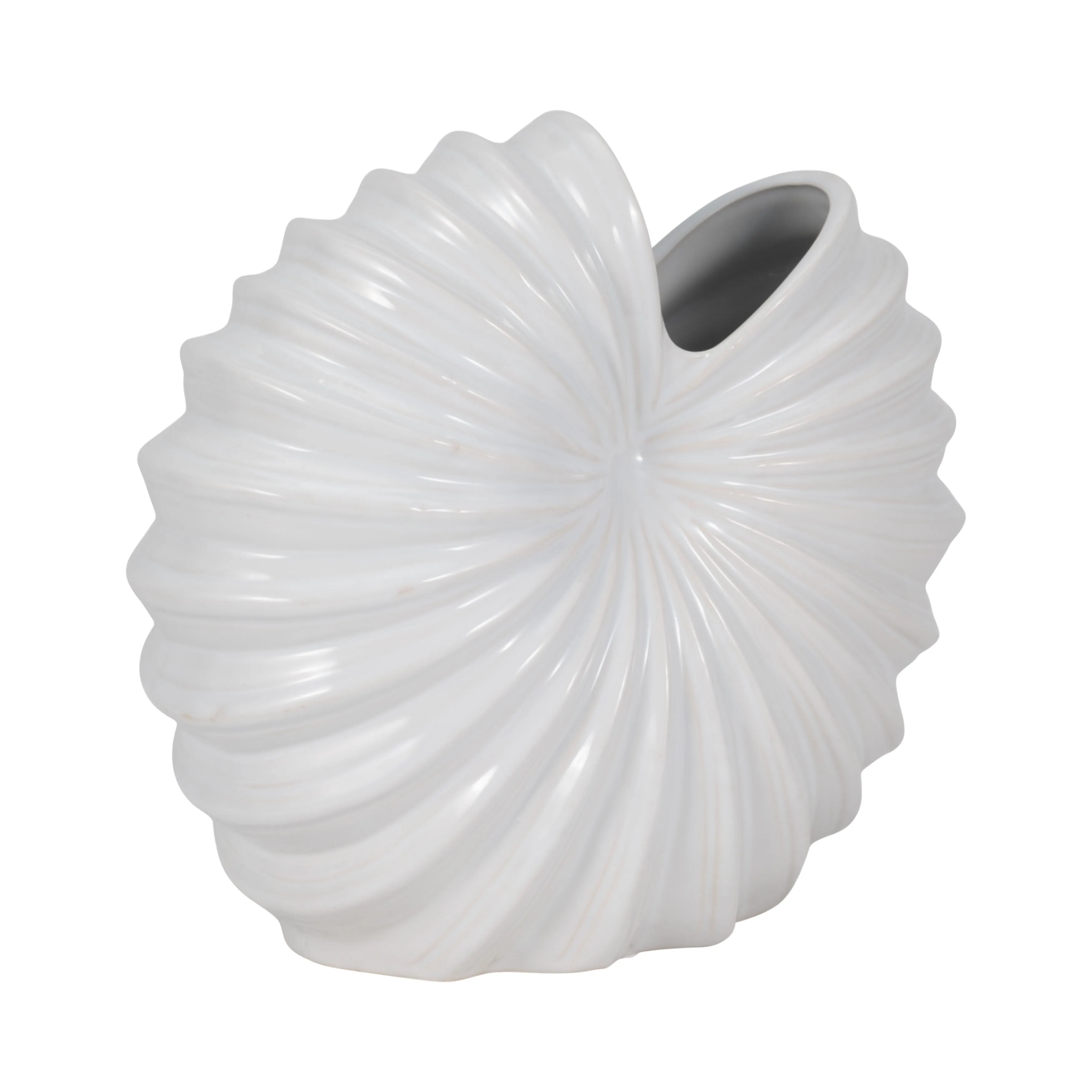CER, 12" SHELL VASE, WHITE