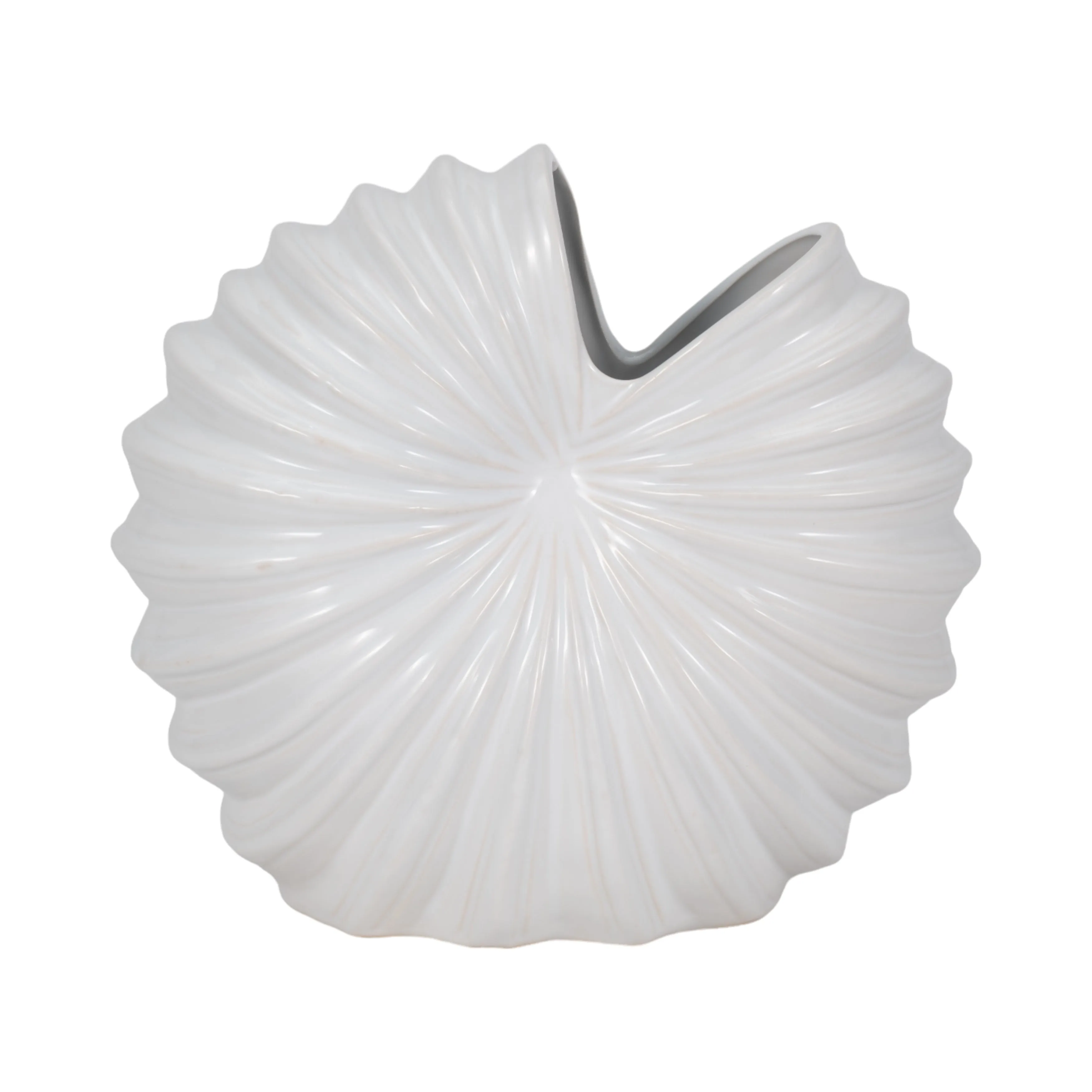 CER, 12" SHELL VASE, WHITE