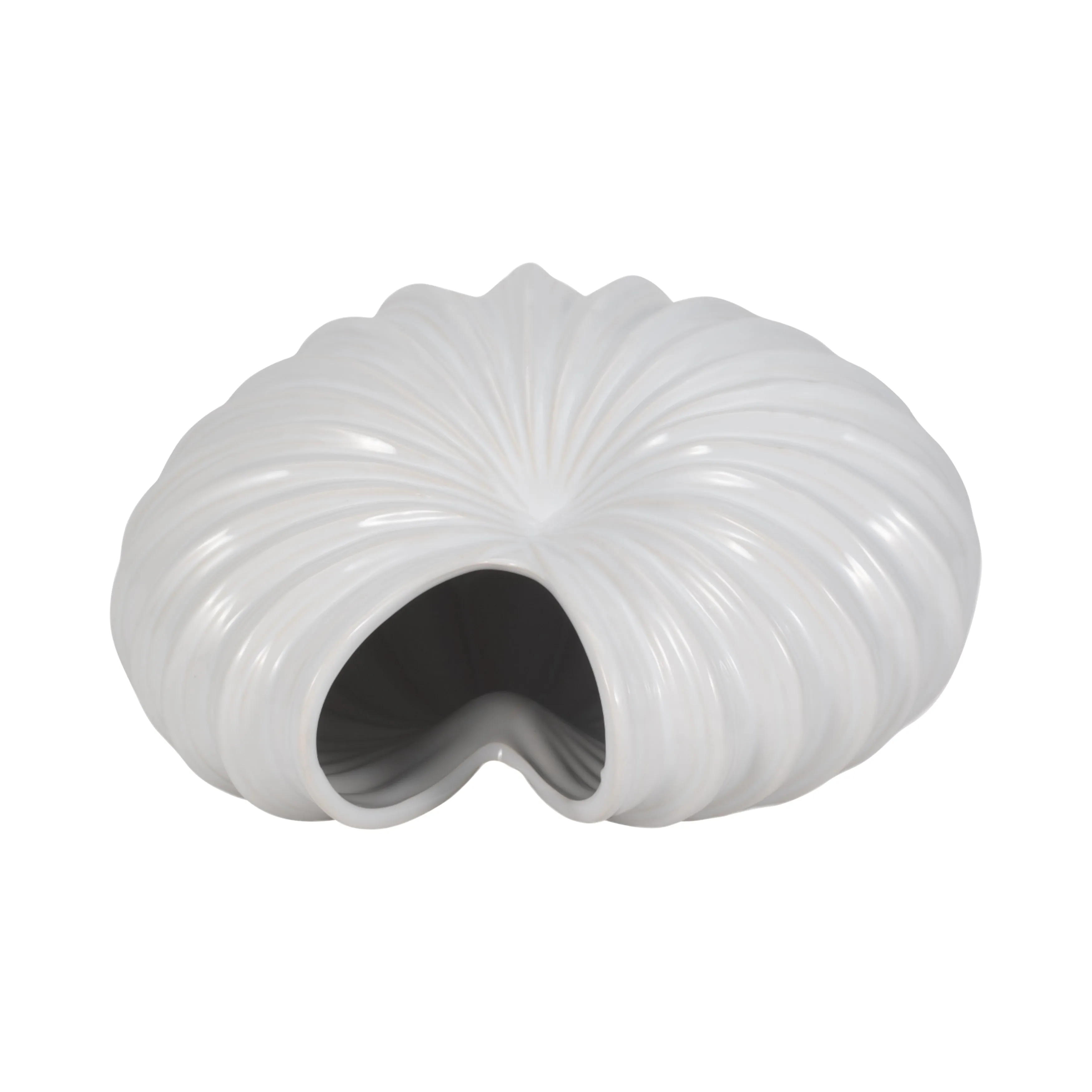 CER, 12" SHELL VASE, WHITE