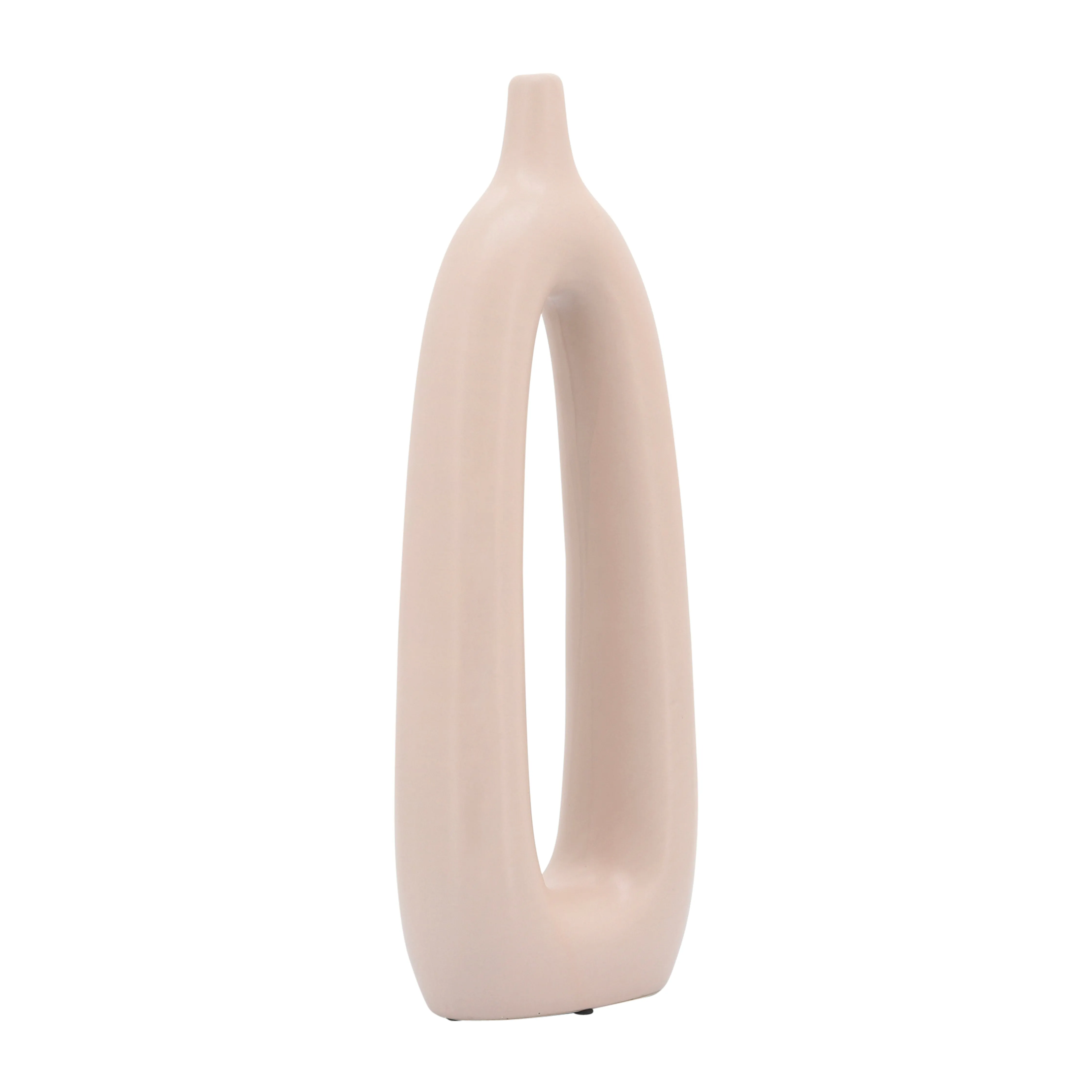 CER, 14"H OPEN CUT-OUT VASE, BLUSH