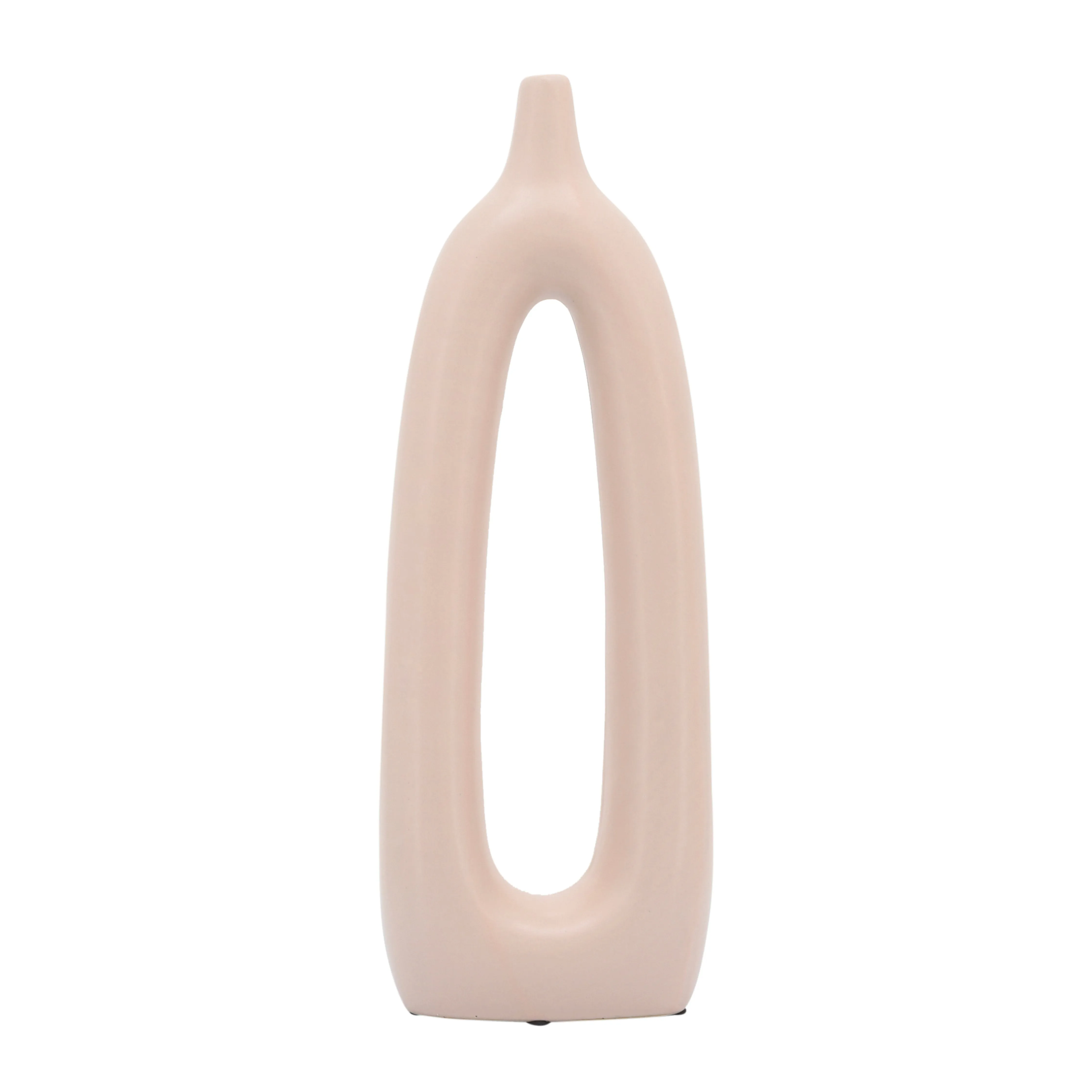 CER, 14"H OPEN CUT-OUT VASE, BLUSH