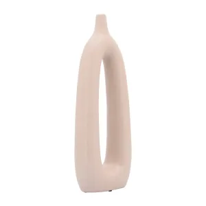 CER, 14"H OPEN CUT-OUT VASE, BLUSH