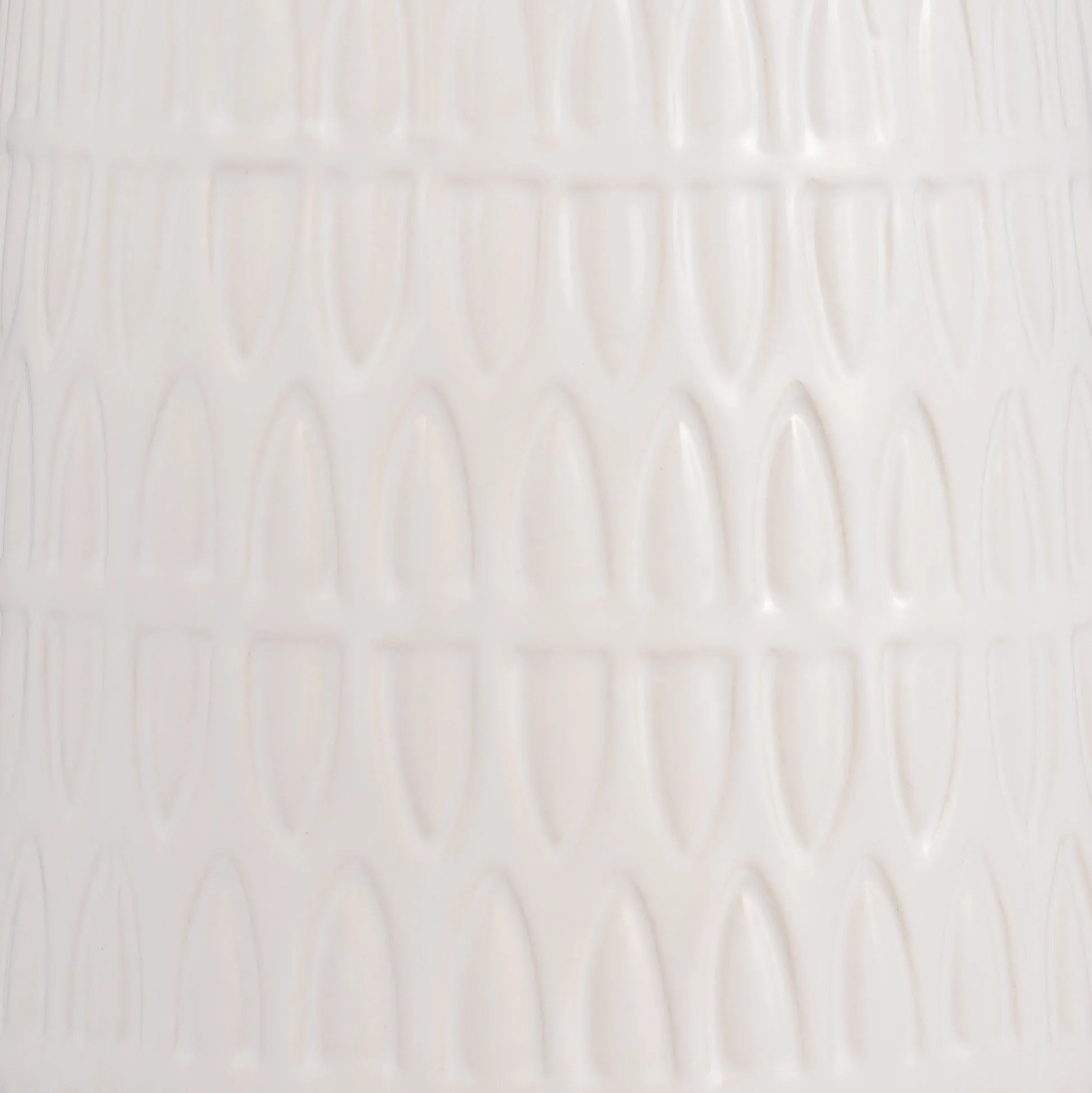 CER, 15"H CARVED VASE, WHITE