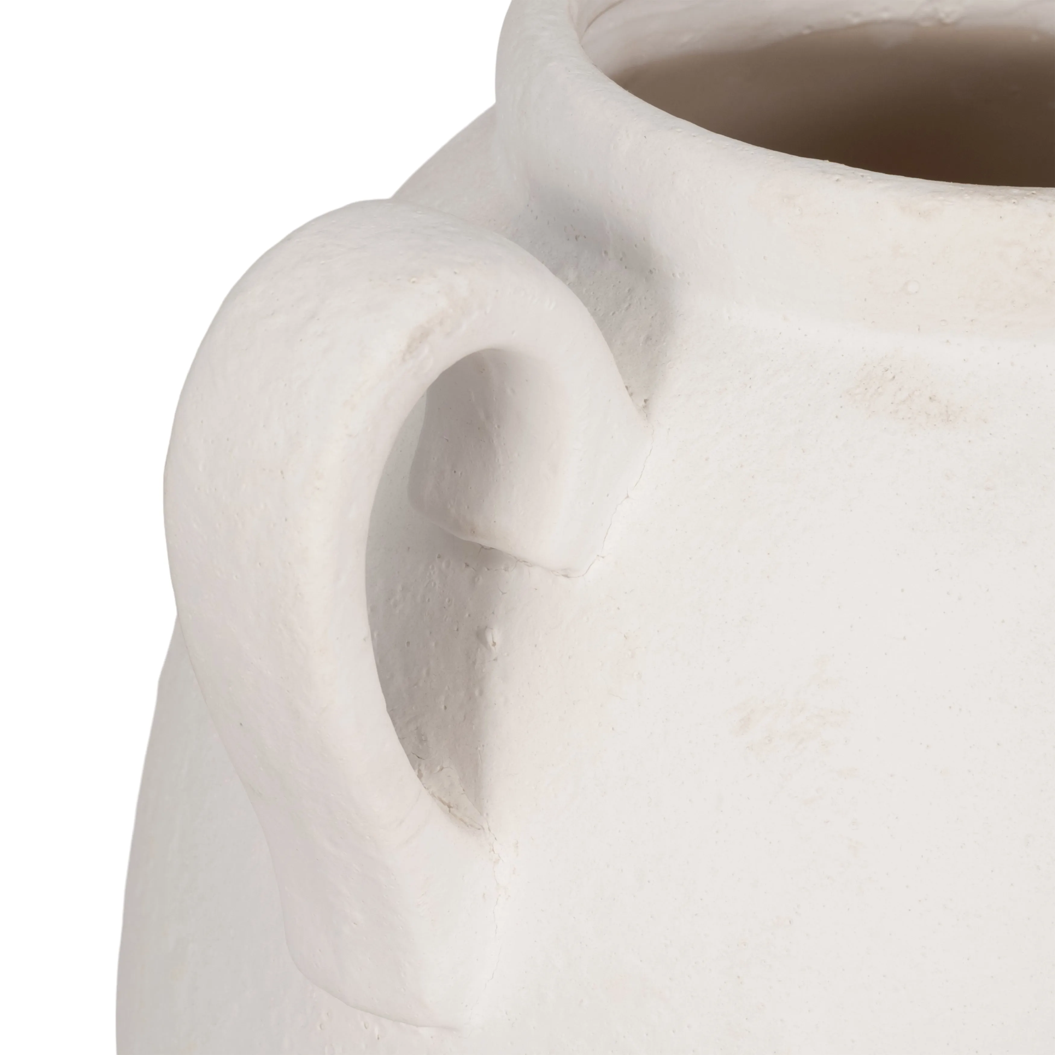 CER, 16" TEXTURED JUG W/ HANDLES, WHITE
