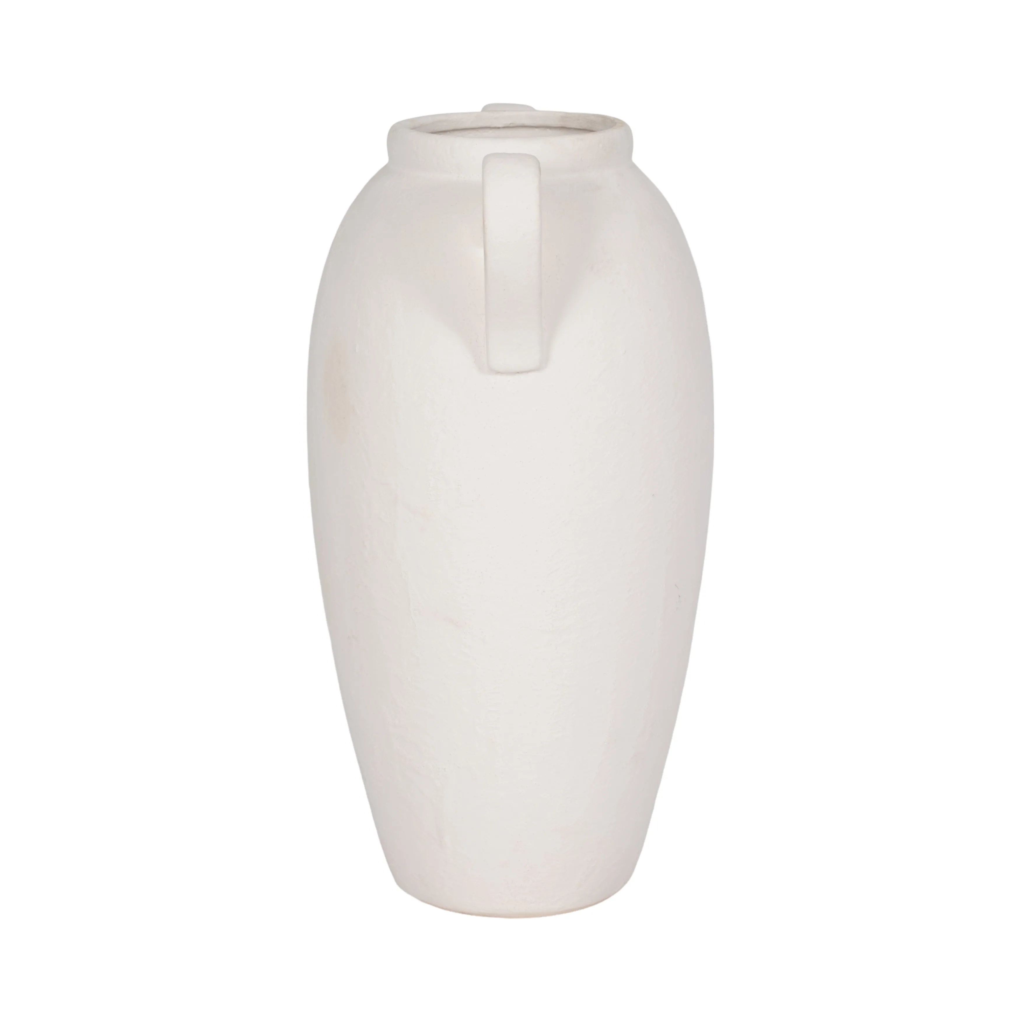 CER, 16" TEXTURED JUG W/ HANDLES, WHITE