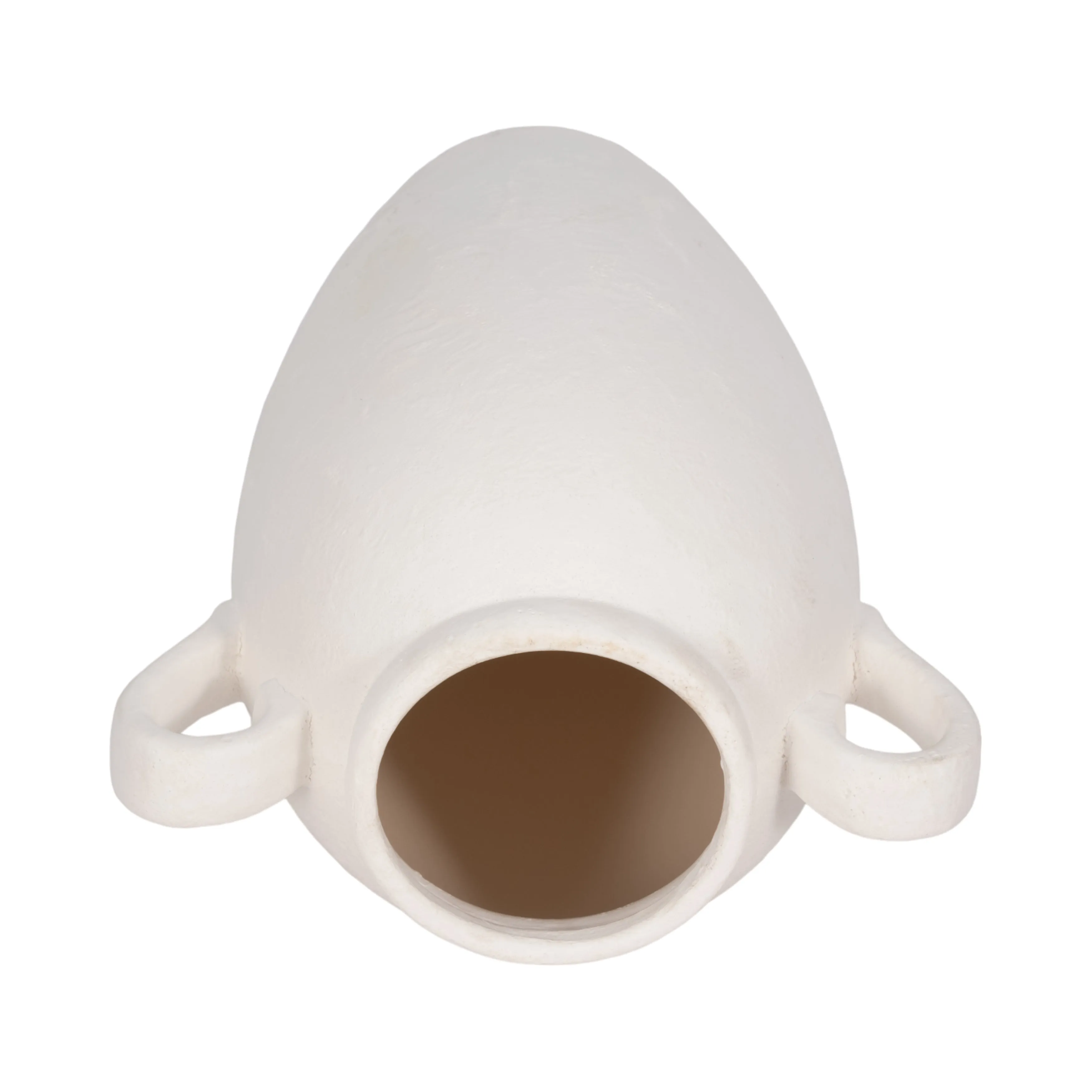 CER, 16" TEXTURED JUG W/ HANDLES, WHITE