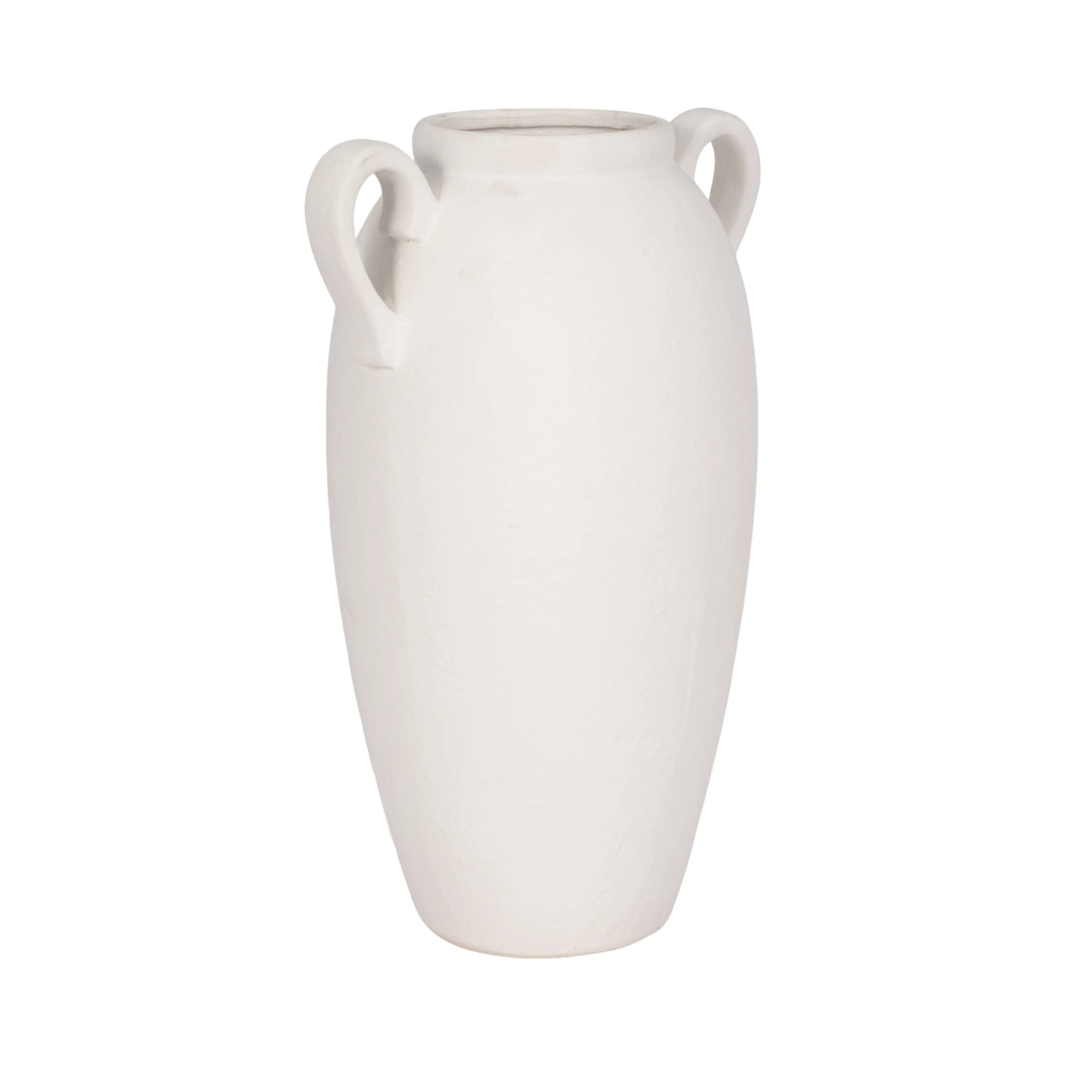 CER, 16" TEXTURED JUG W/ HANDLES, WHITE