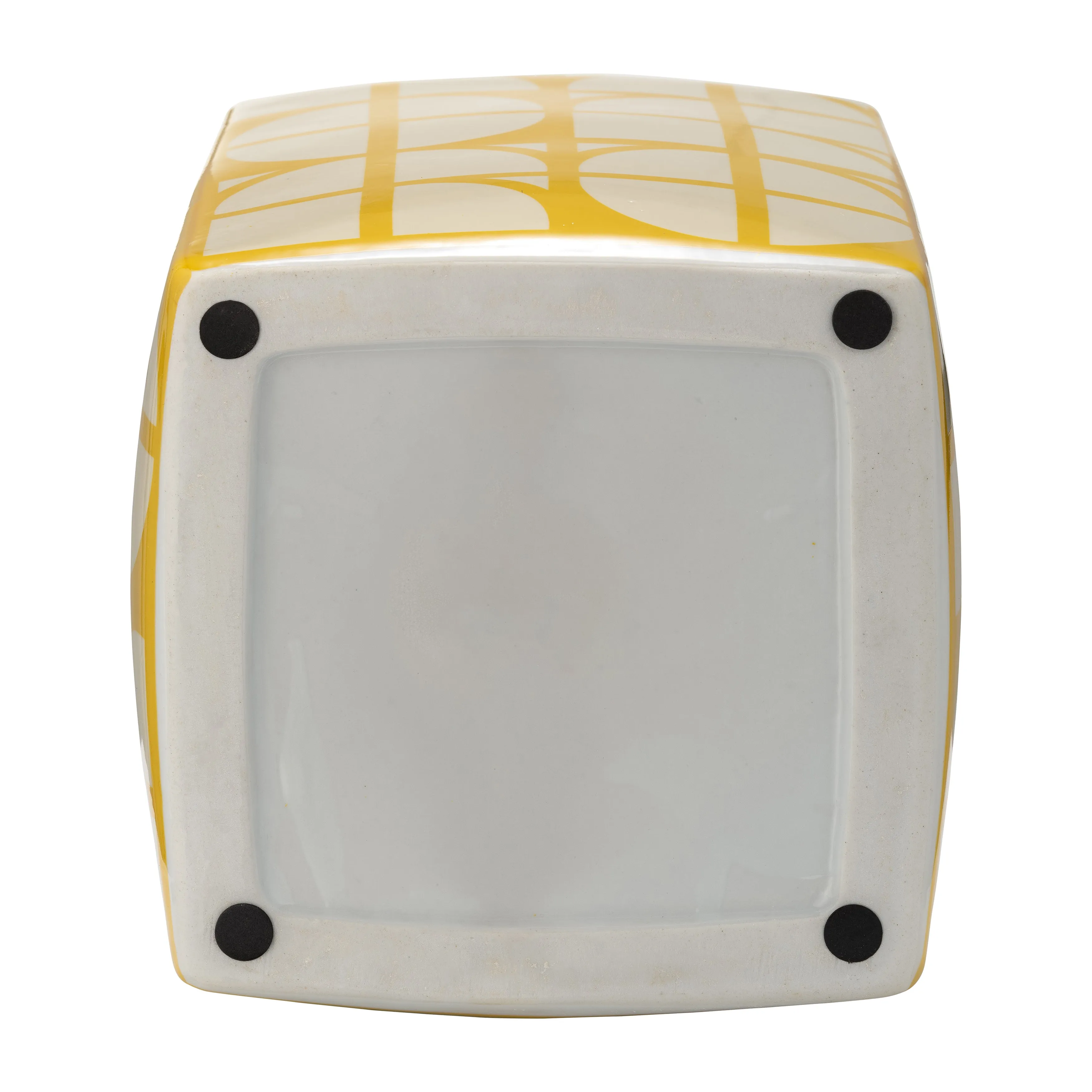 CER, 16"H SQUARE JAR W/ LID, YELLOW/COTTON