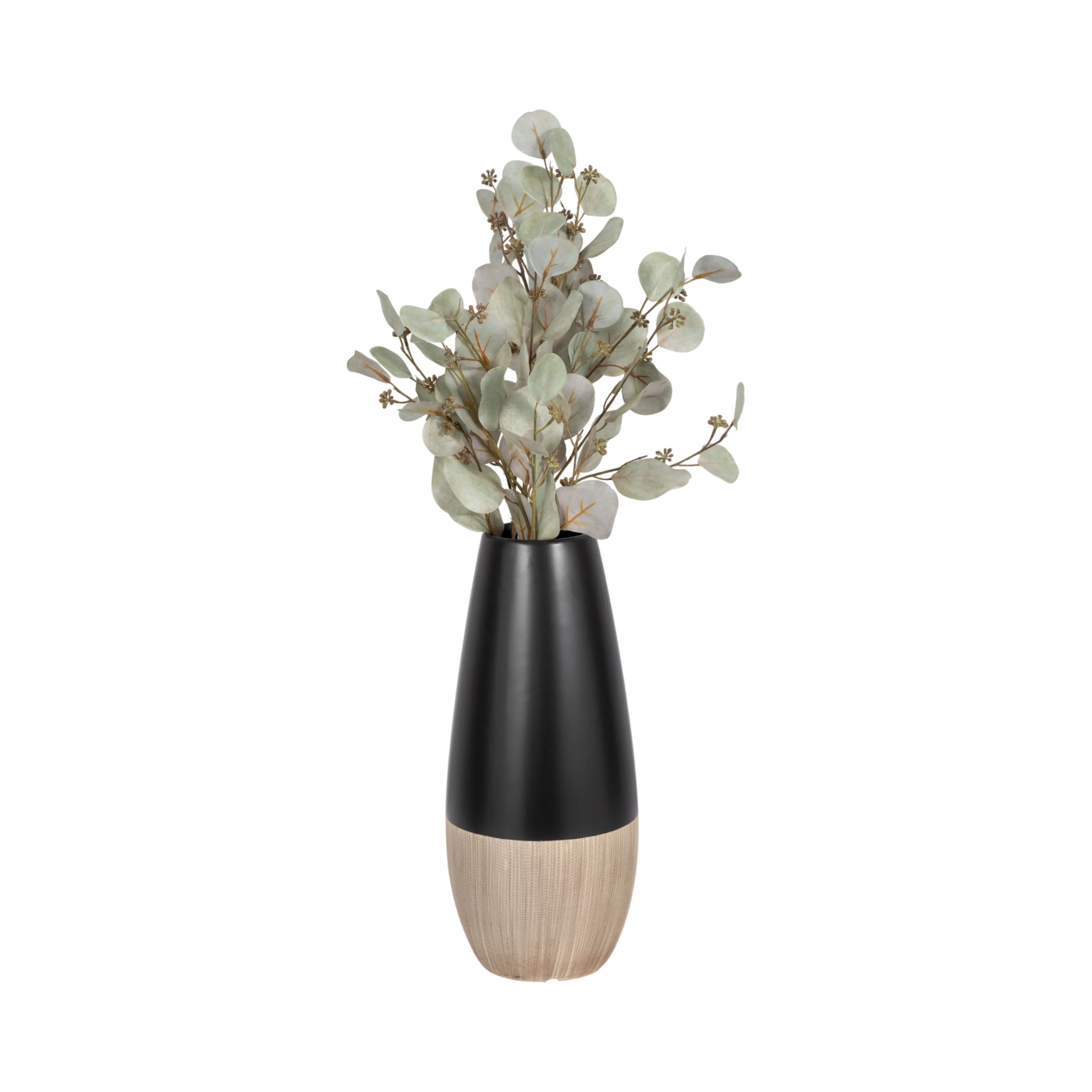 CER, 17"H 2-TONE VASE, CREME/BLACK