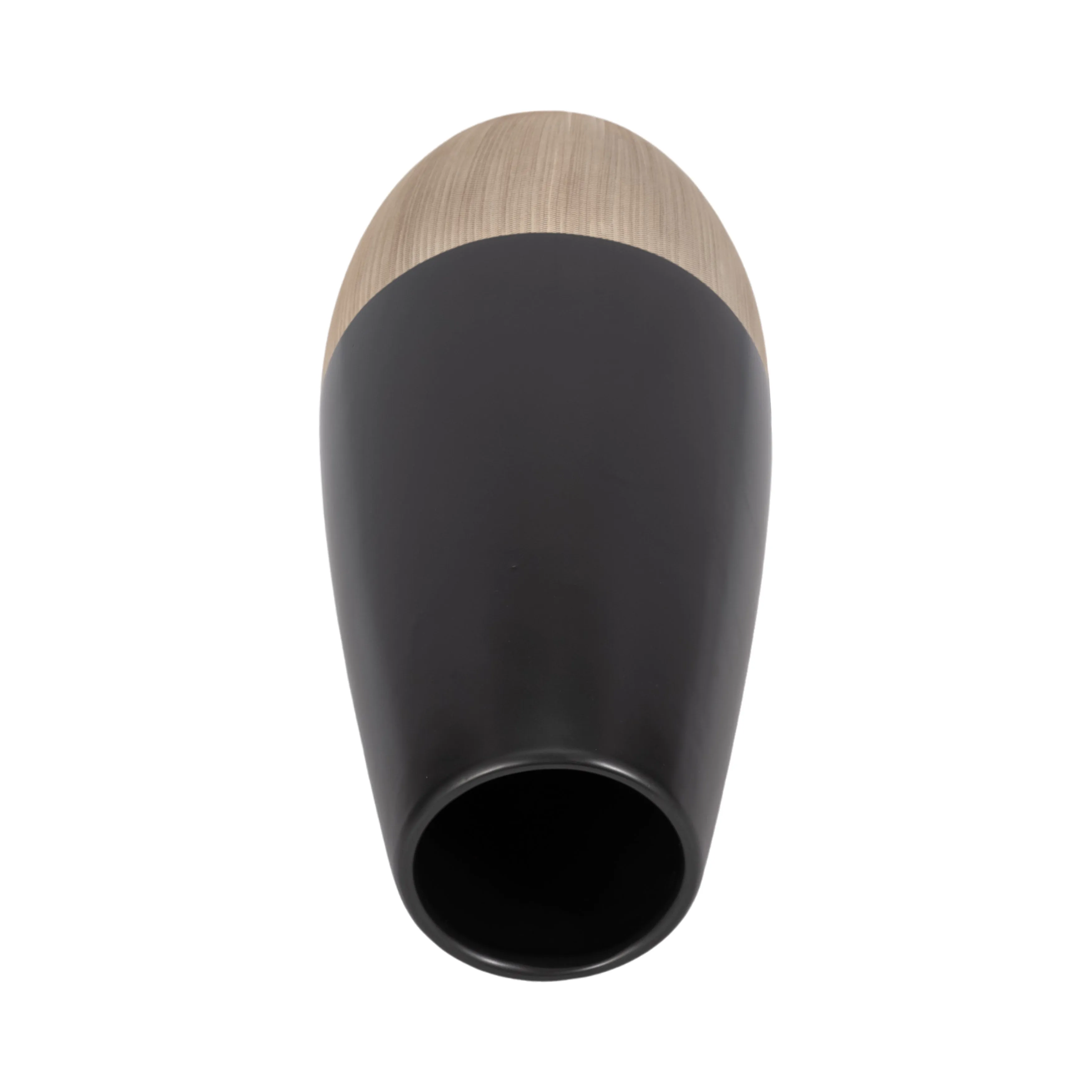 CER, 17"H 2-TONE VASE, CREME/BLACK