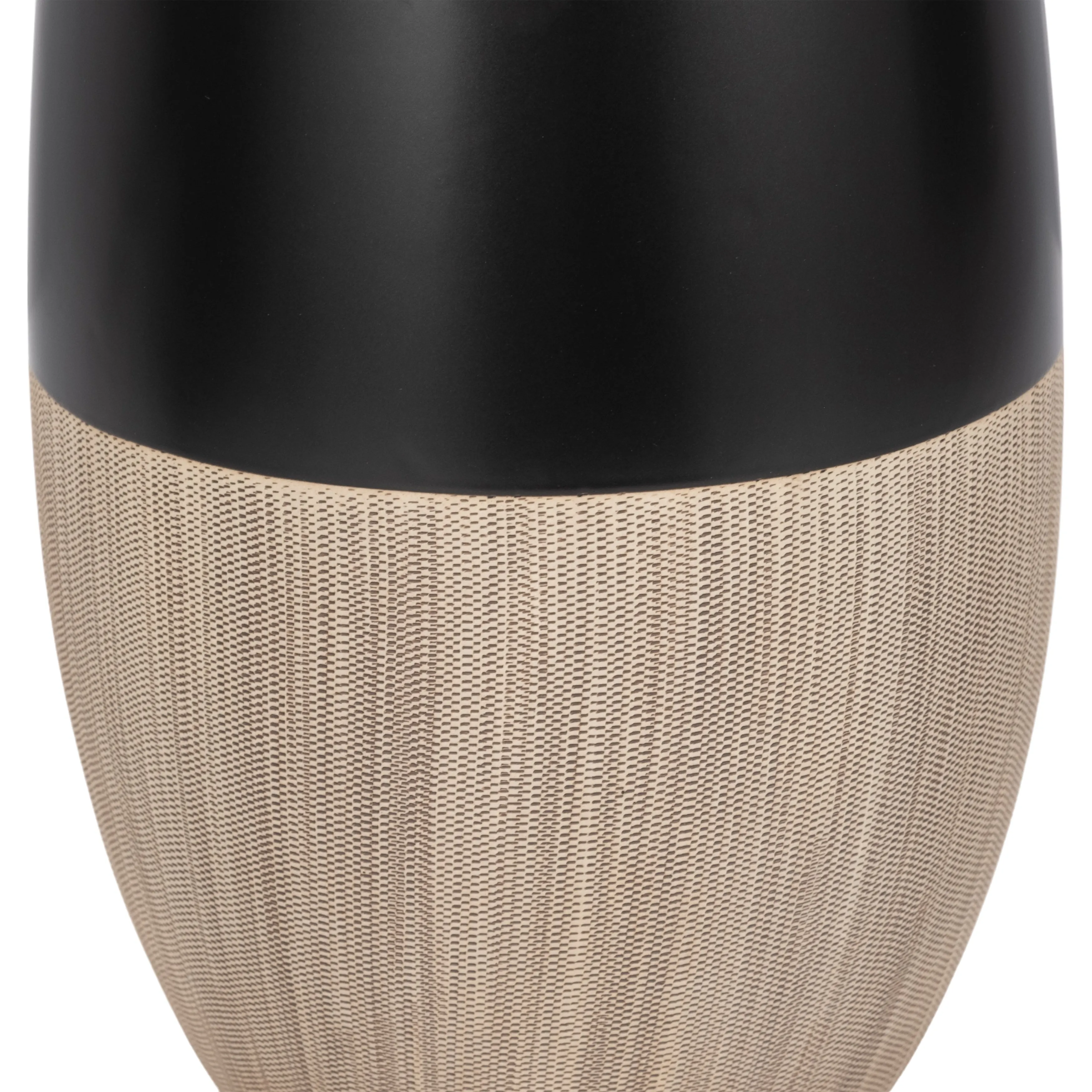CER, 17"H 2-TONE VASE, CREME/BLACK
