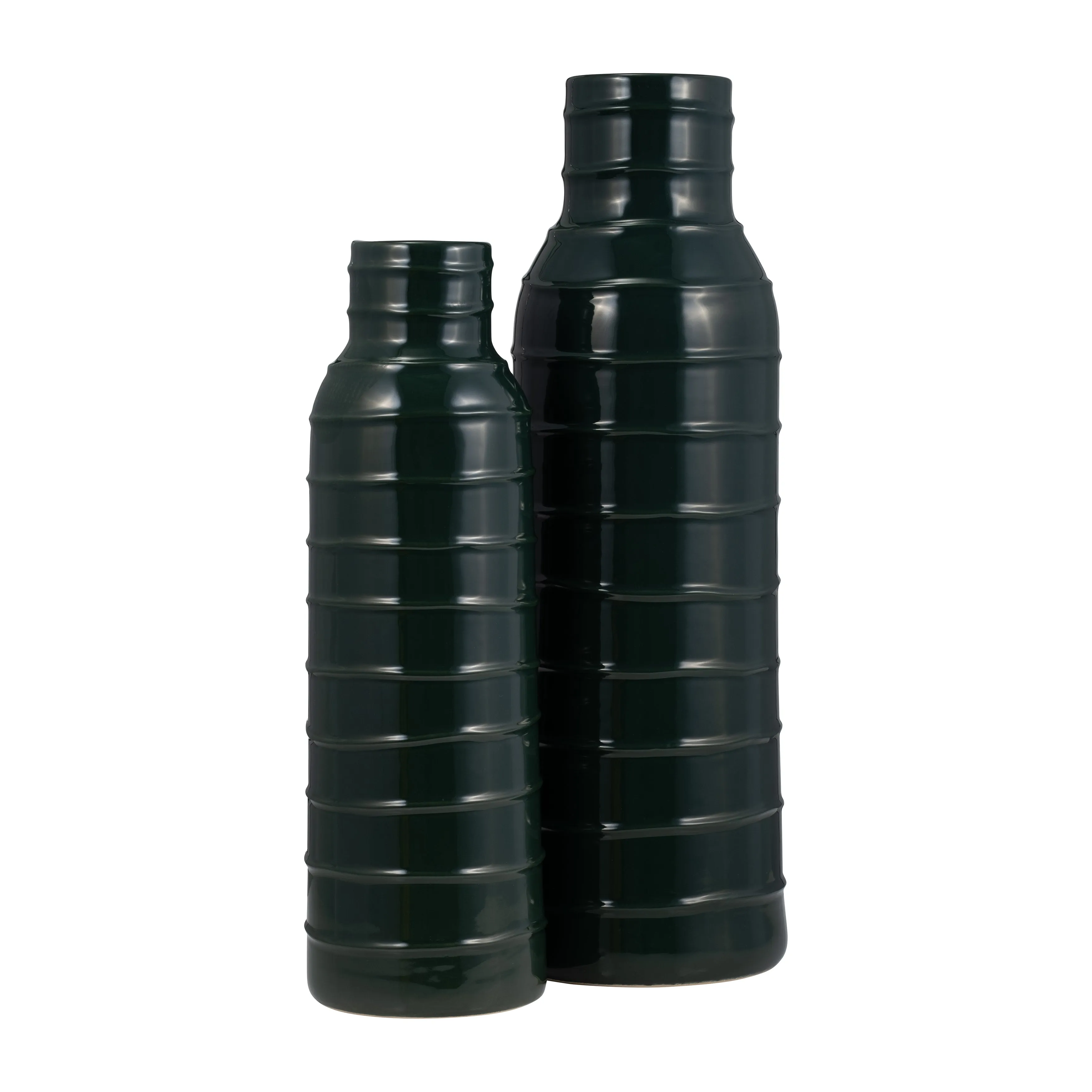 CER, 17"H TRIBAL VASE, FOREST GREEN