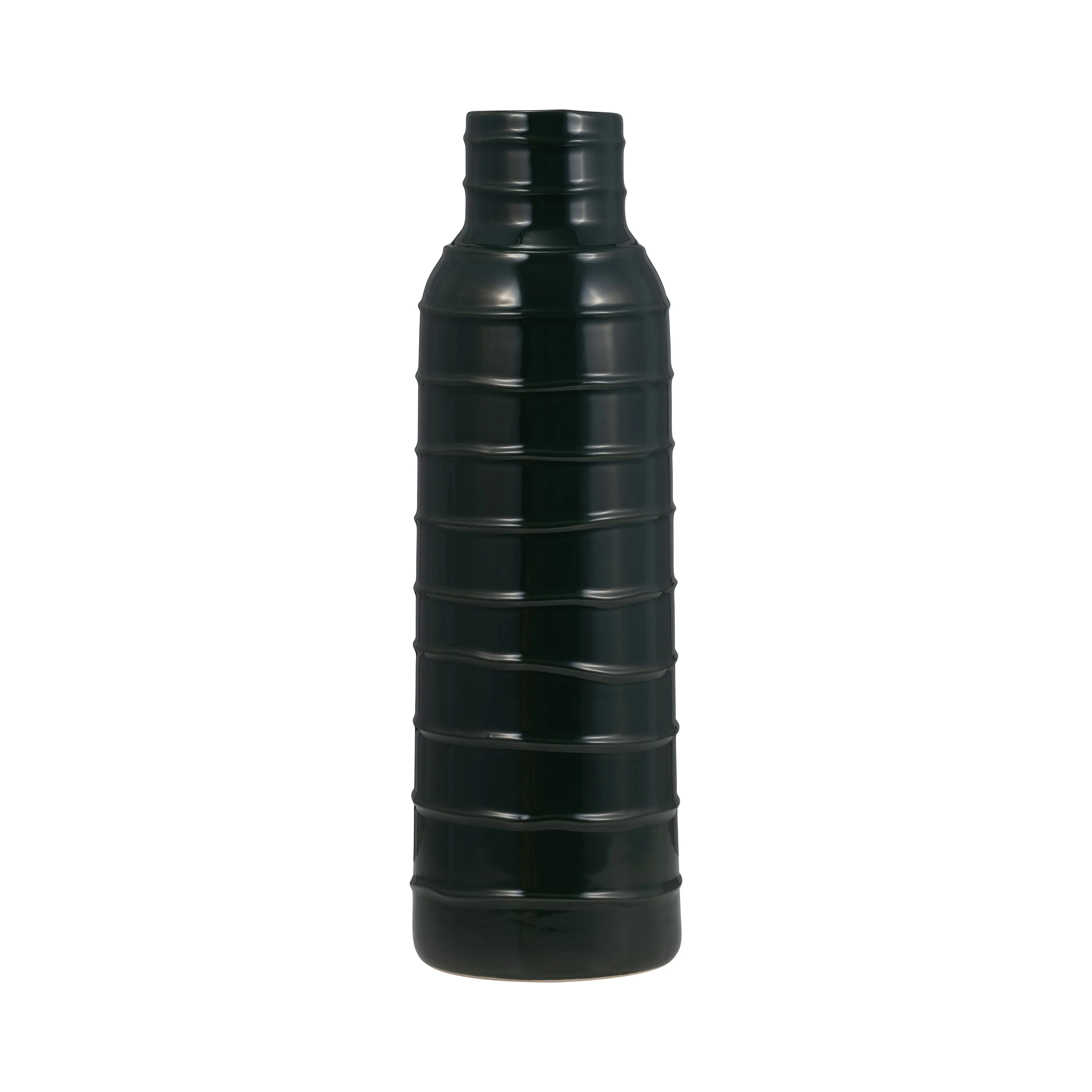 CER, 17"H TRIBAL VASE, FOREST GREEN