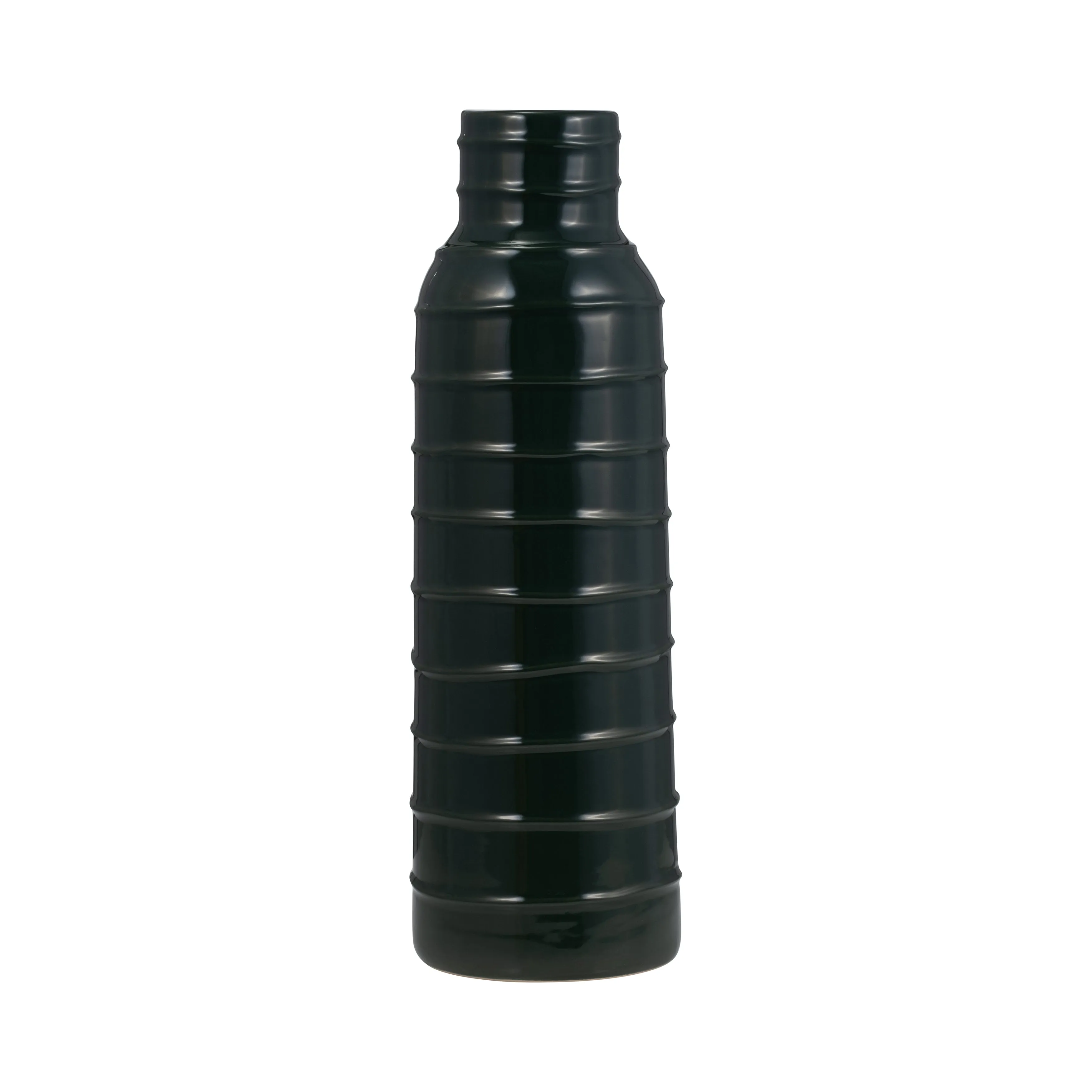 CER, 17"H TRIBAL VASE, FOREST GREEN
