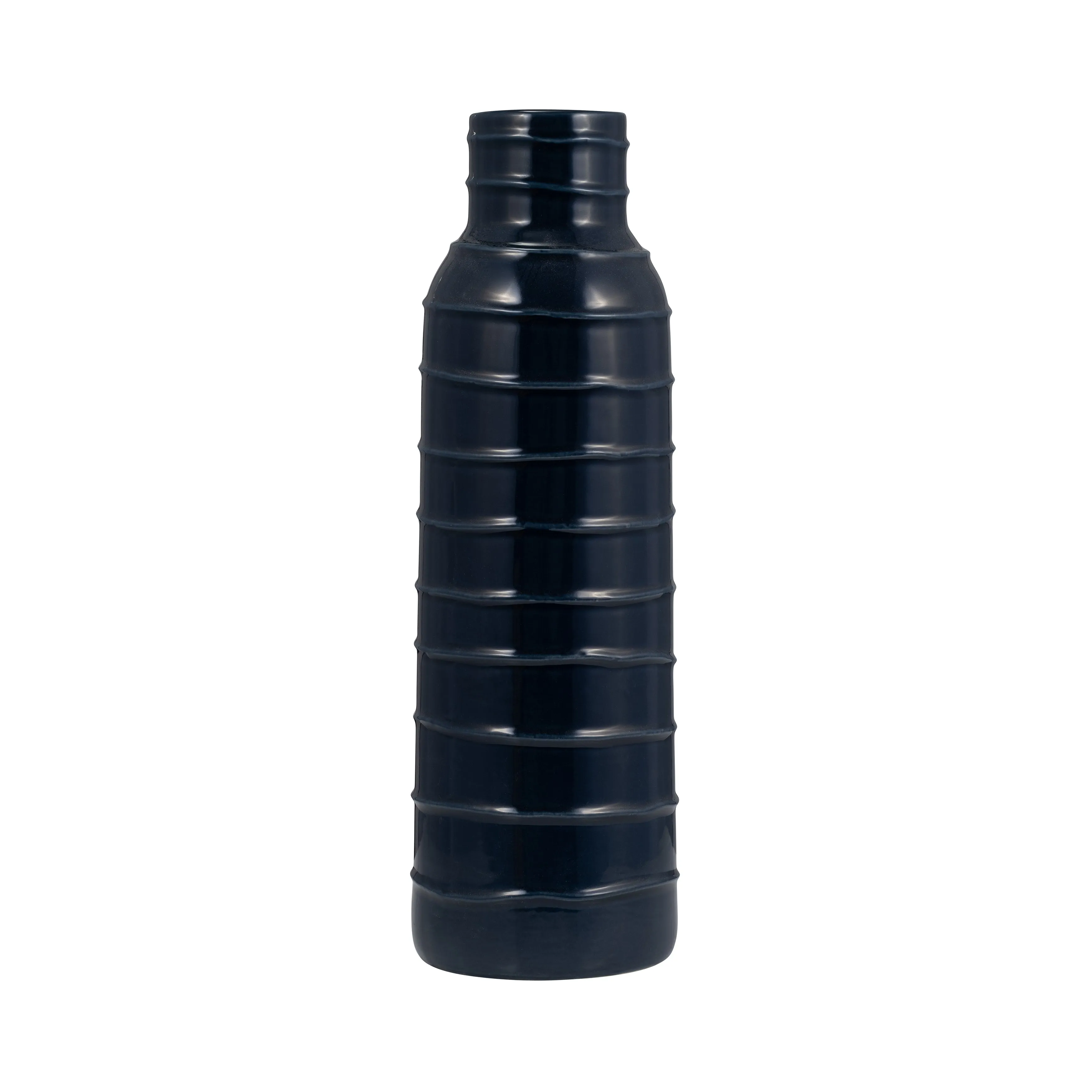 CER, 17"H TRIBAL VASE, NAVY BLUE