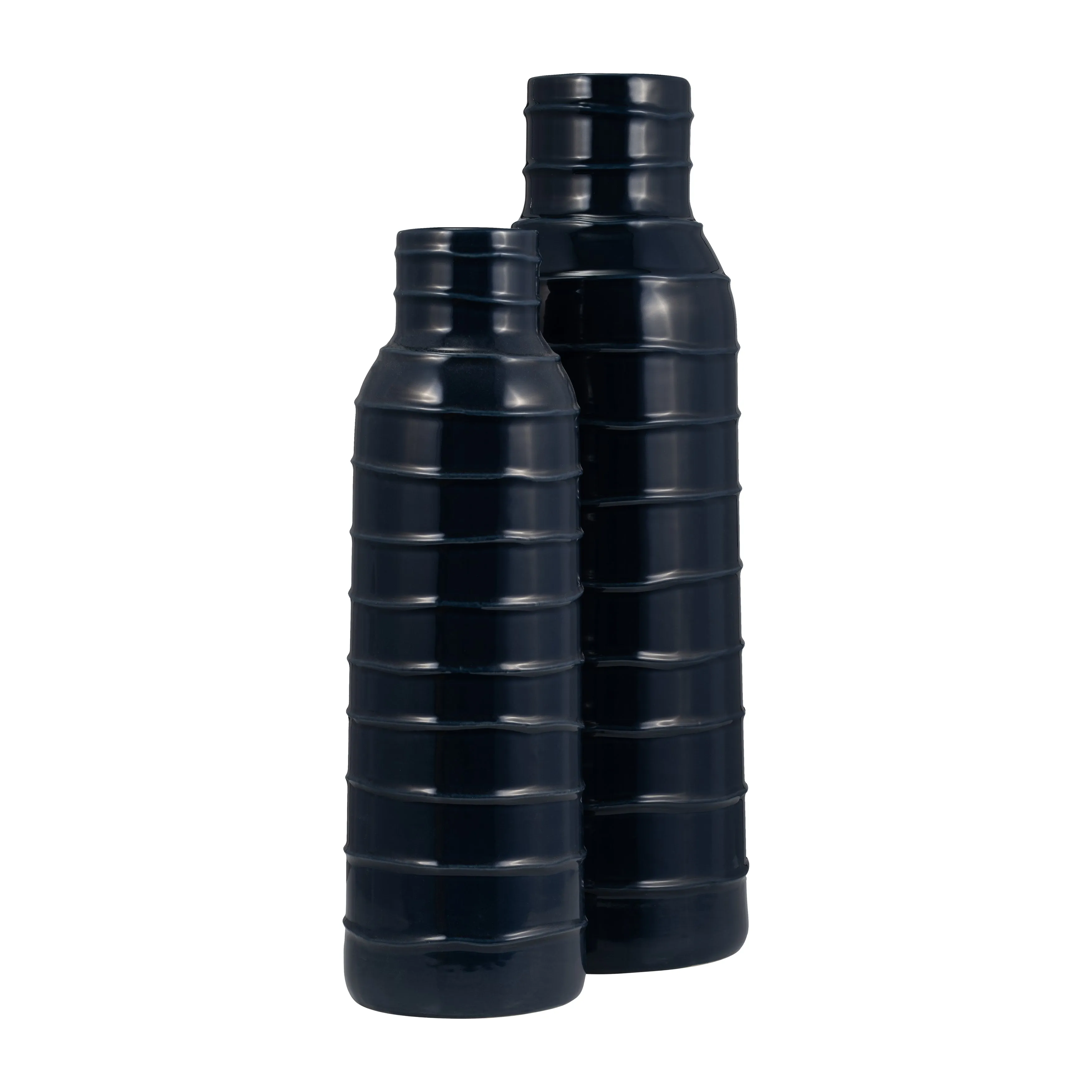 CER, 17"H TRIBAL VASE, NAVY BLUE