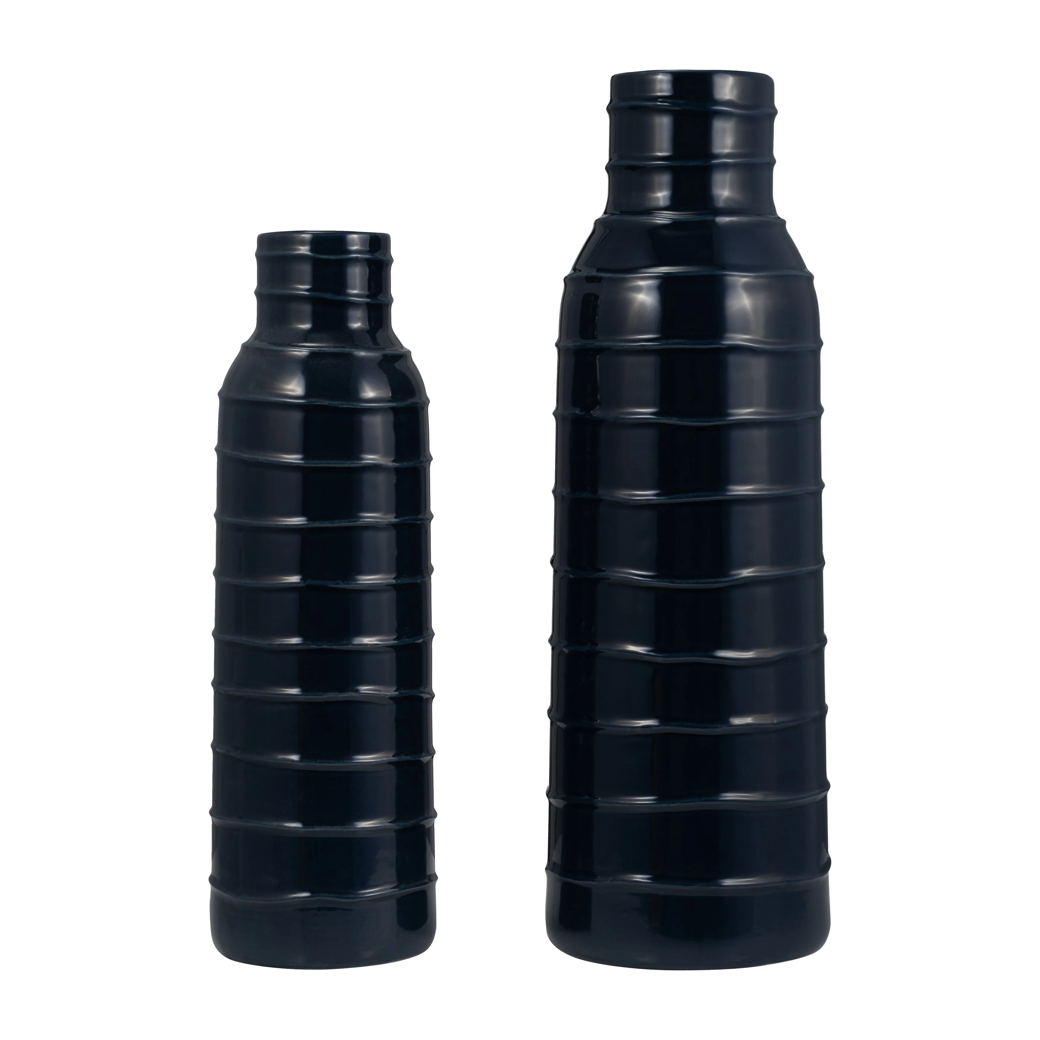 CER, 17"H TRIBAL VASE, NAVY BLUE