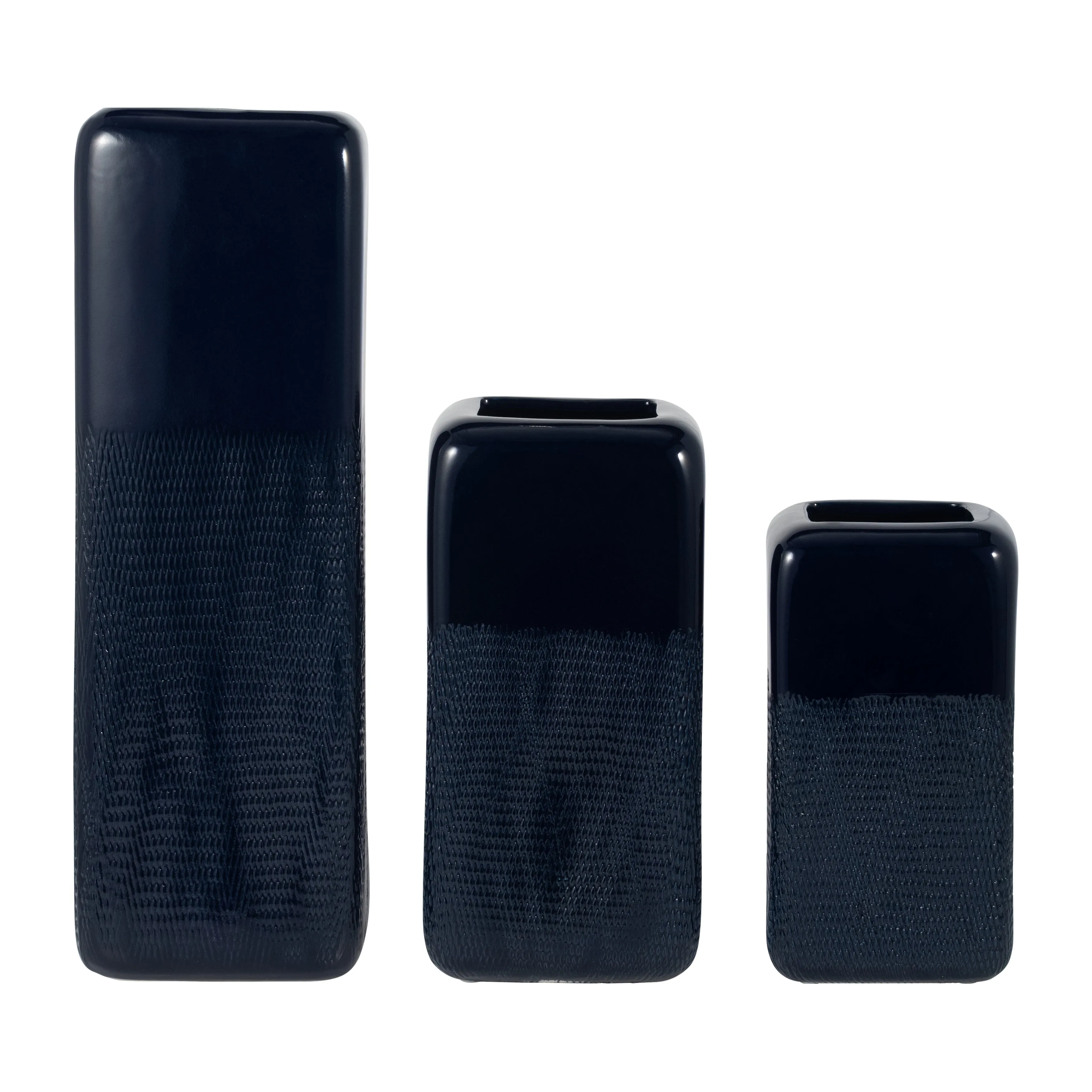 CER, 18" SQUARED GROOVED VASE, NAVY BLUE
