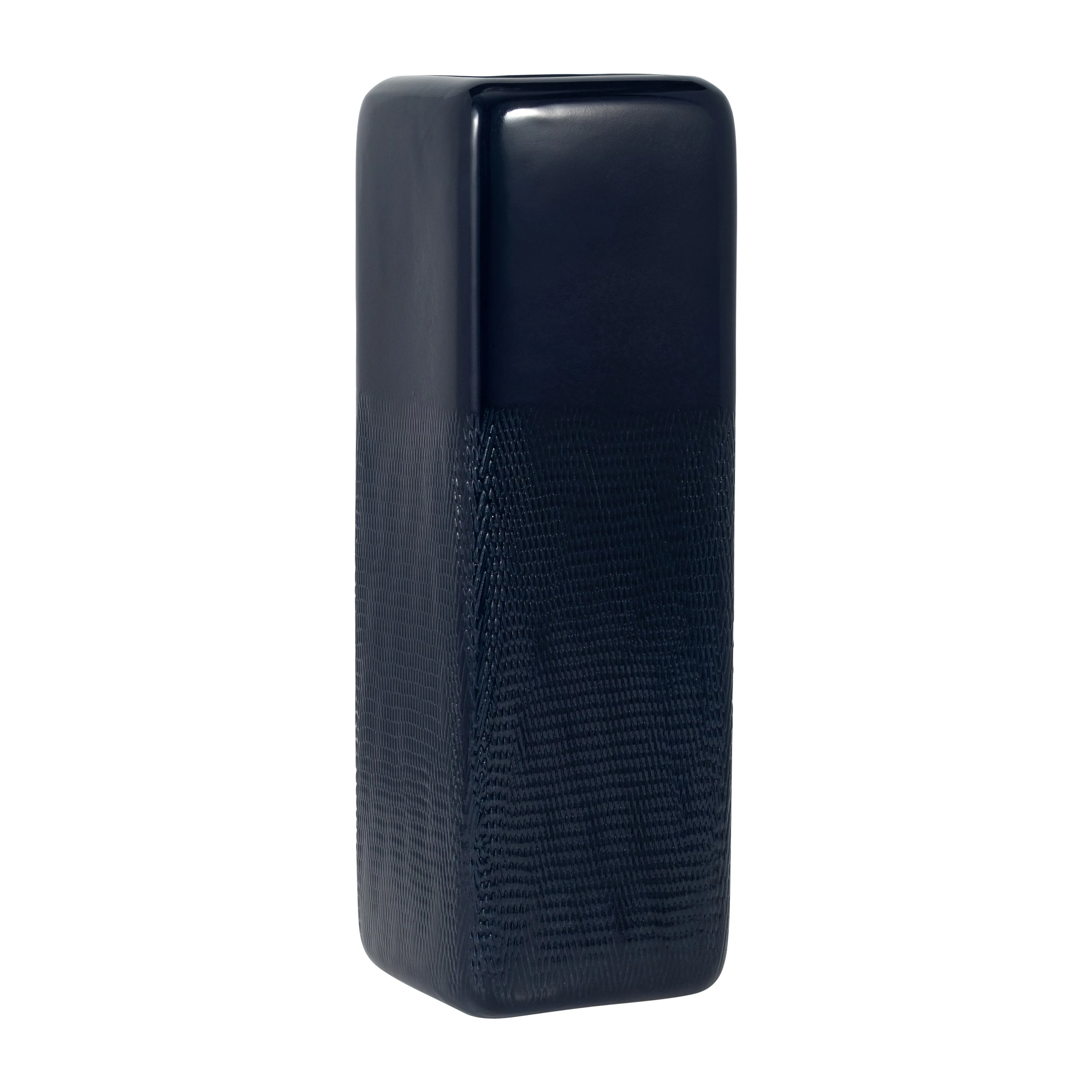 CER, 18" SQUARED GROOVED VASE, NAVY BLUE