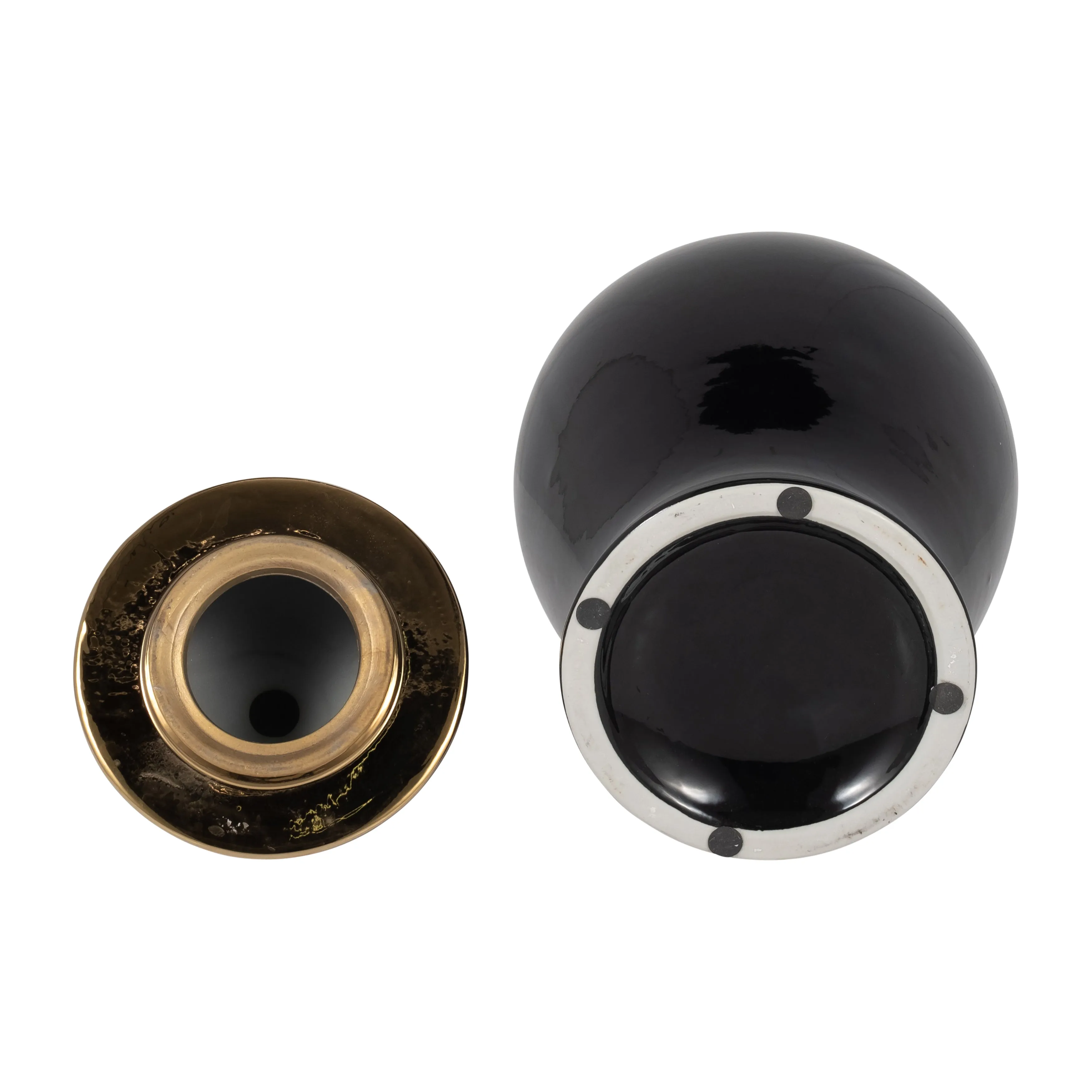 CER, 18" TEMPLE JAR, BLACK/GOLD