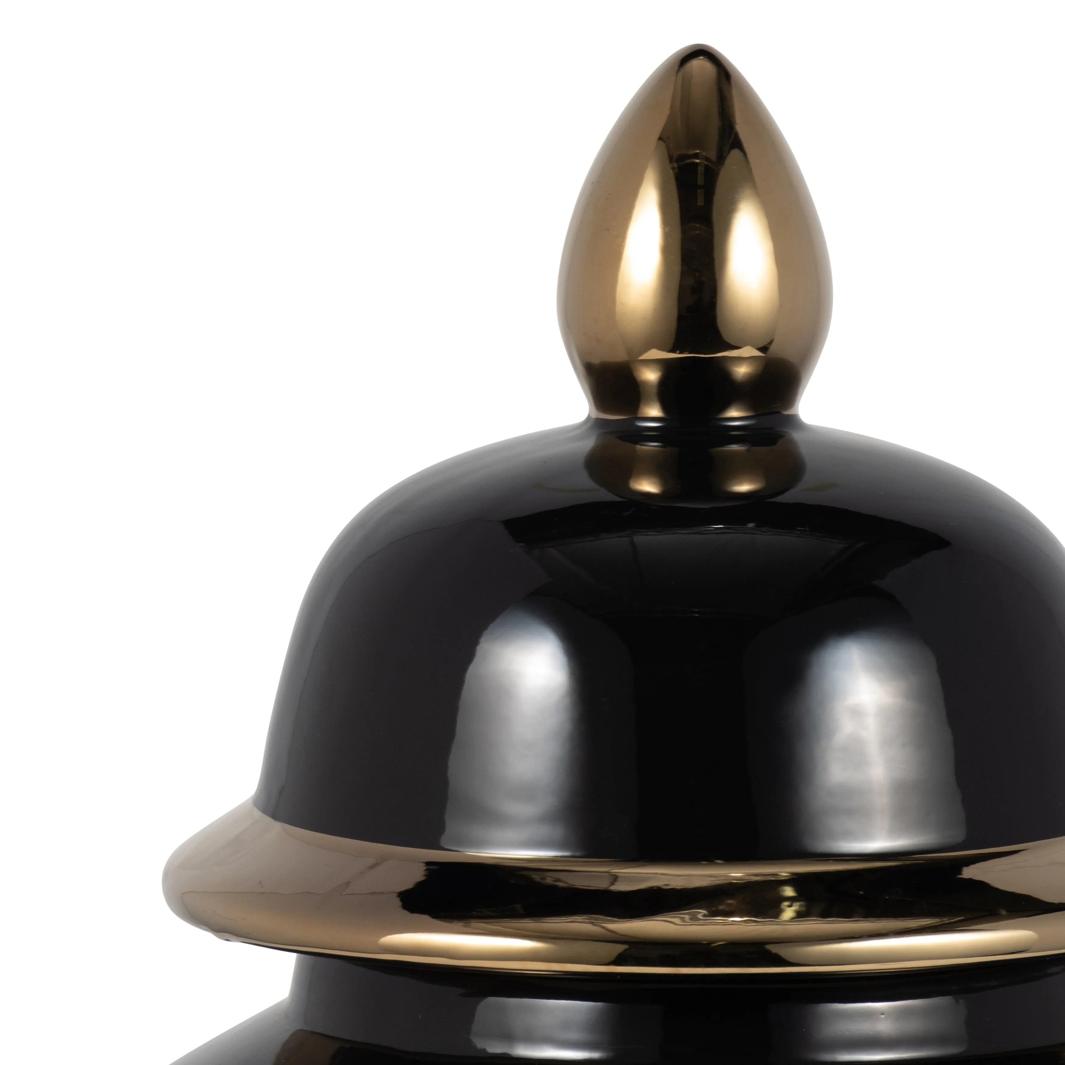 CER, 18" TEMPLE JAR, BLACK/GOLD