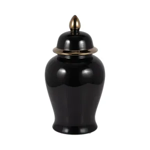 CER, 18" TEMPLE JAR, BLACK/GOLD