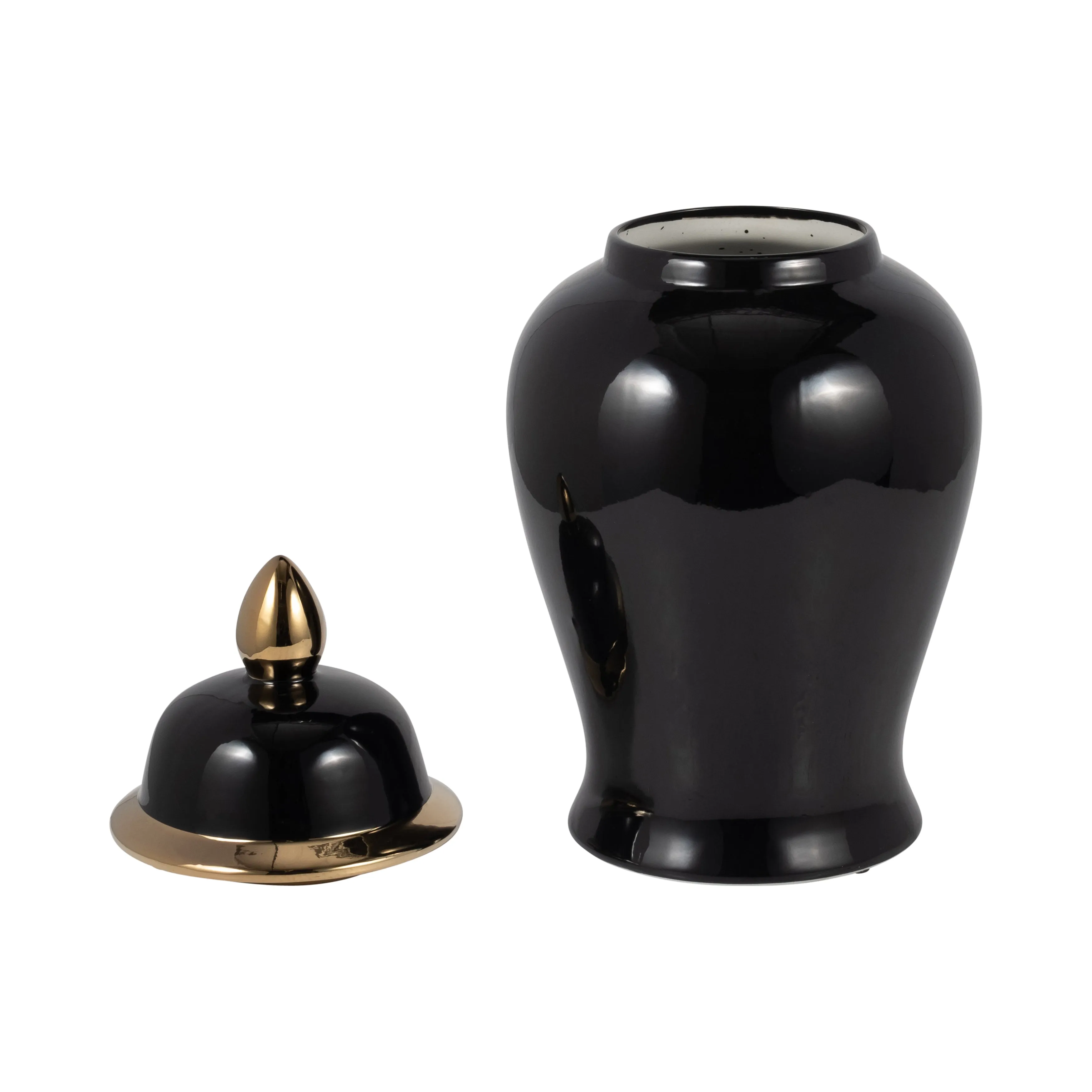 CER, 18" TEMPLE JAR, BLACK/GOLD