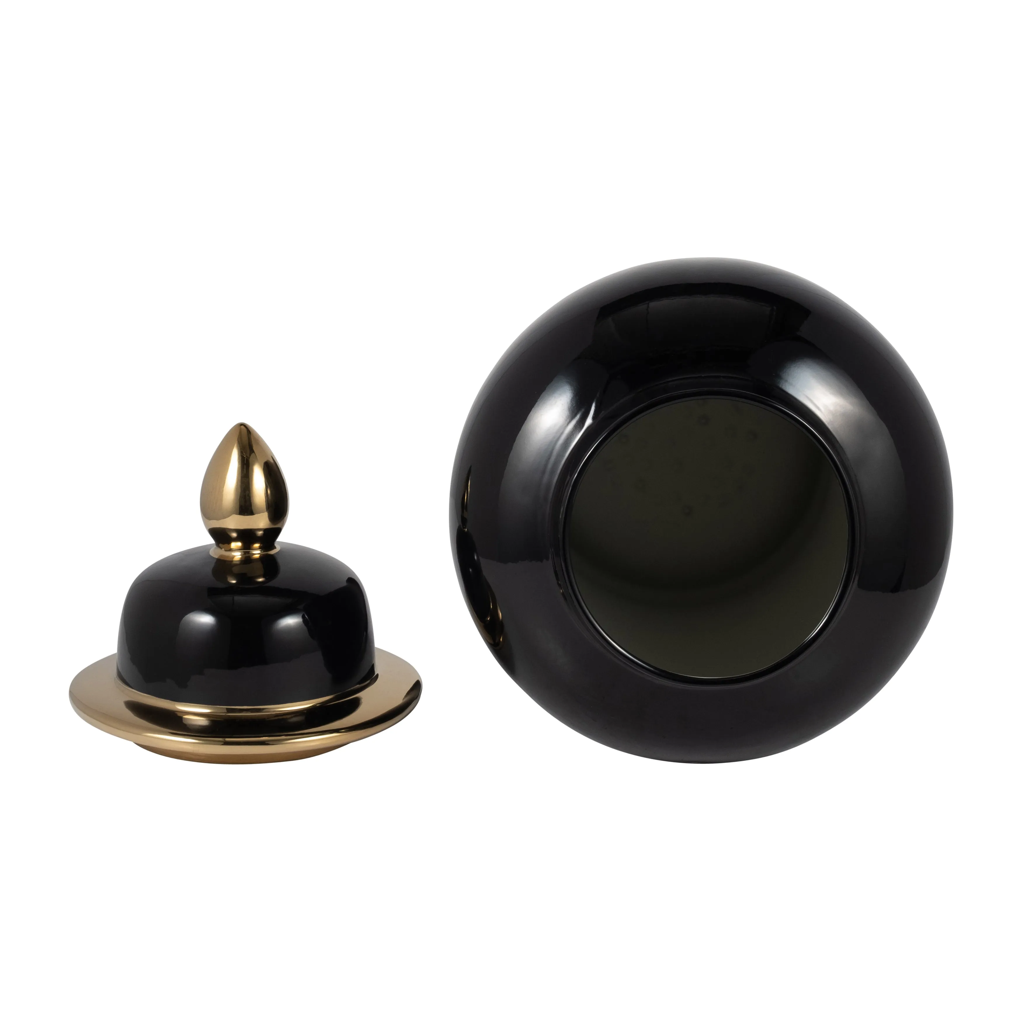CER, 18" TEMPLE JAR, BLACK/GOLD