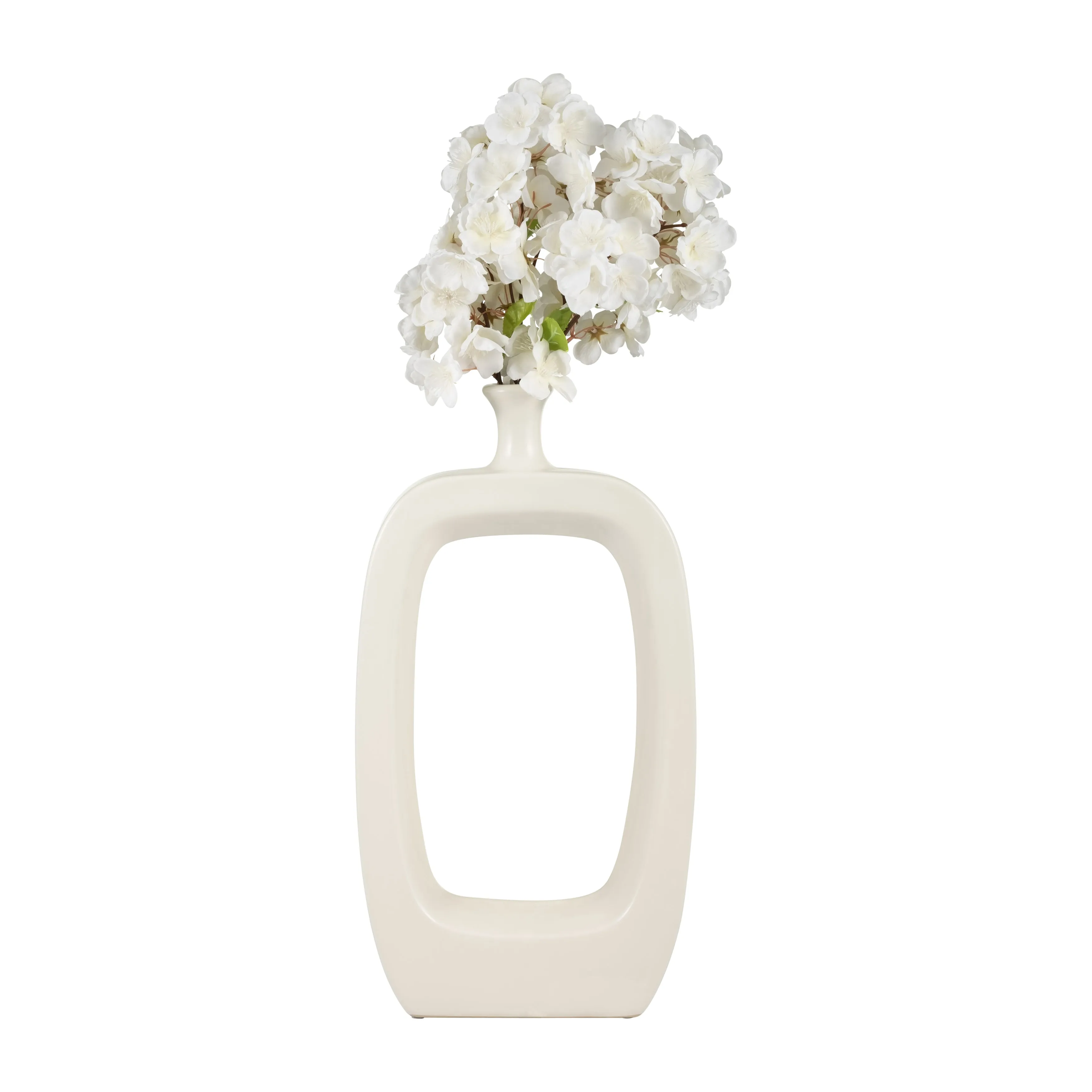 CER, 18" VASE W/CUT-OUT, CREAM