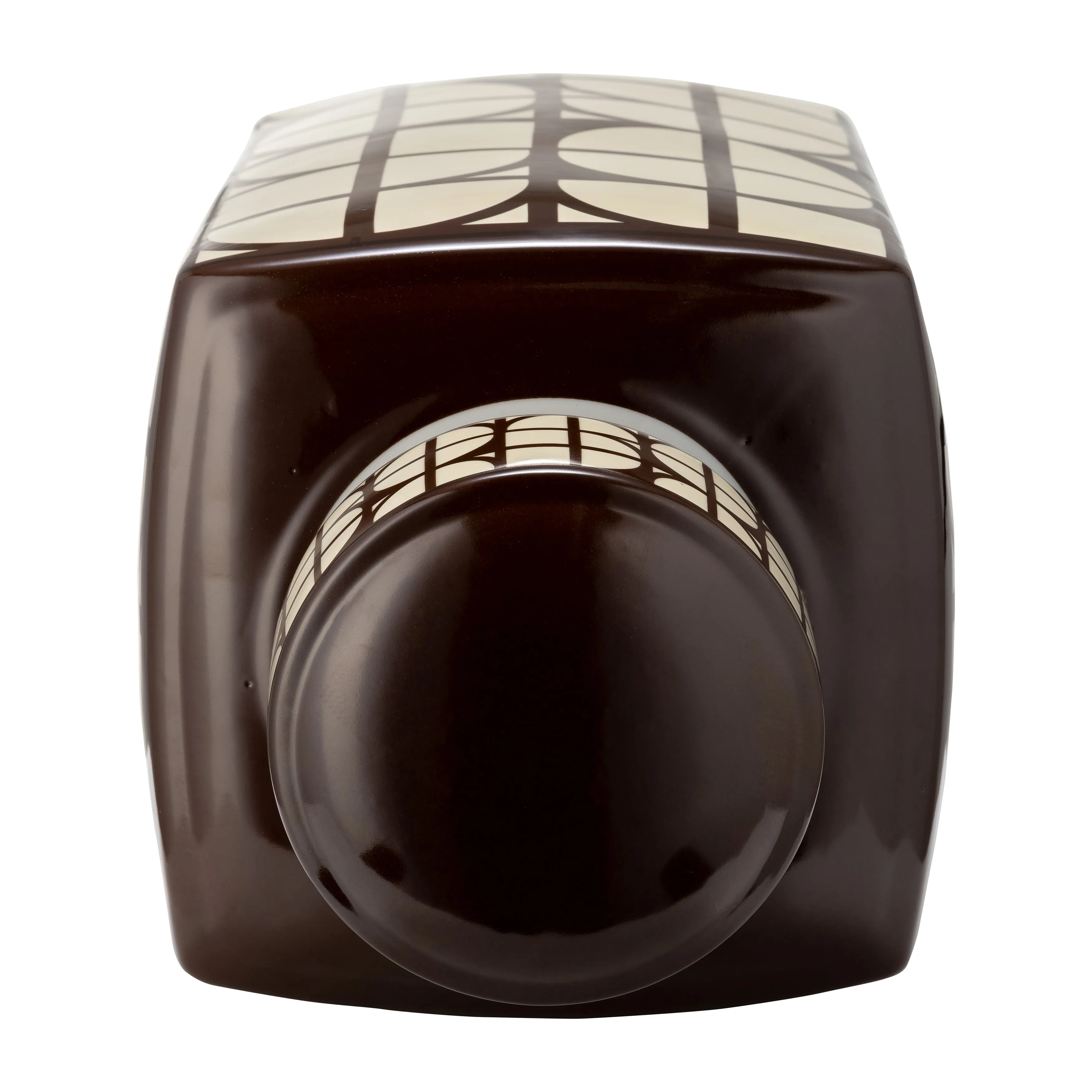 CER, 18"H SQUARE JAR W/ LID, JAVA/COTTON