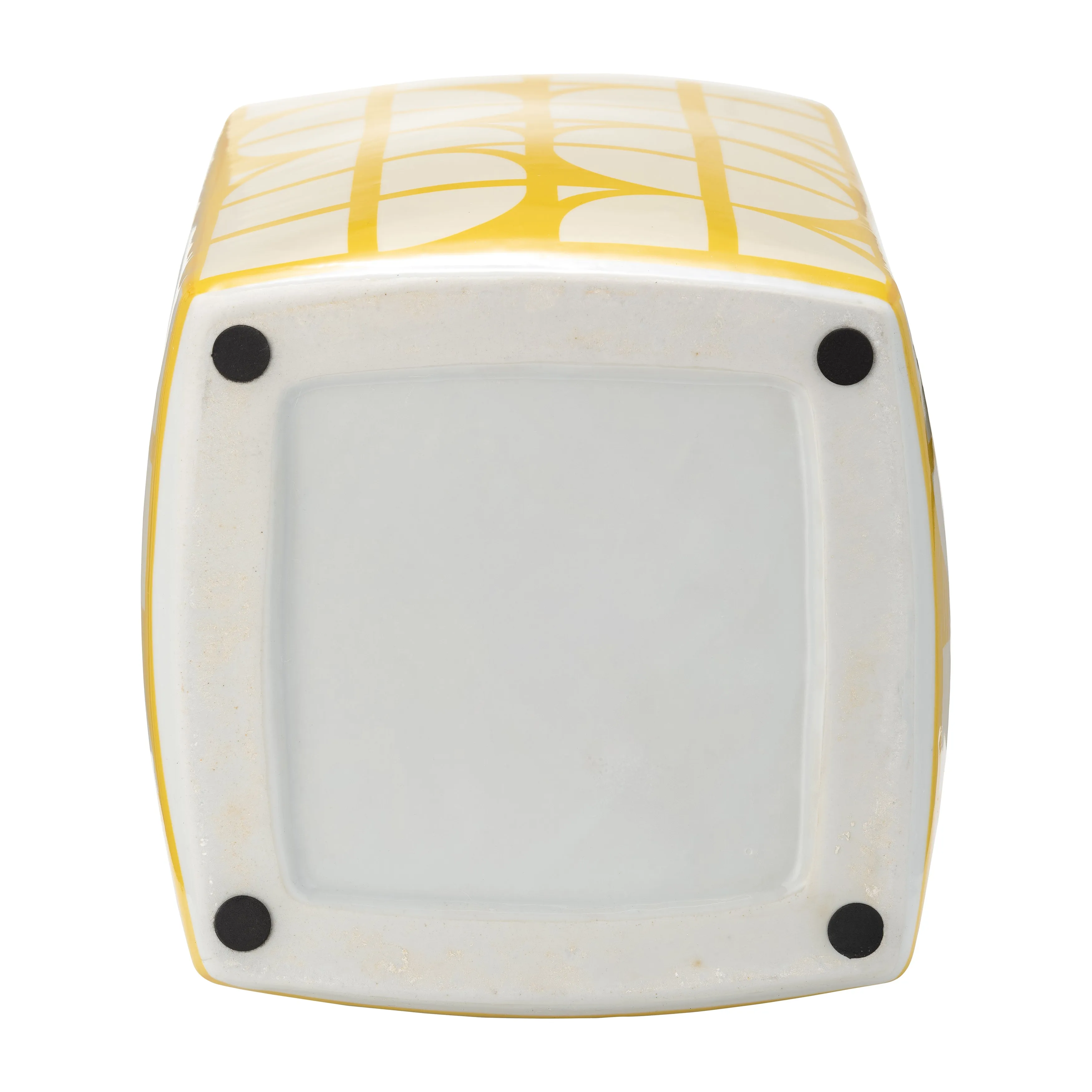 CER, 18"H SQUARE JAR W/ LID, YELLOW/COTTON