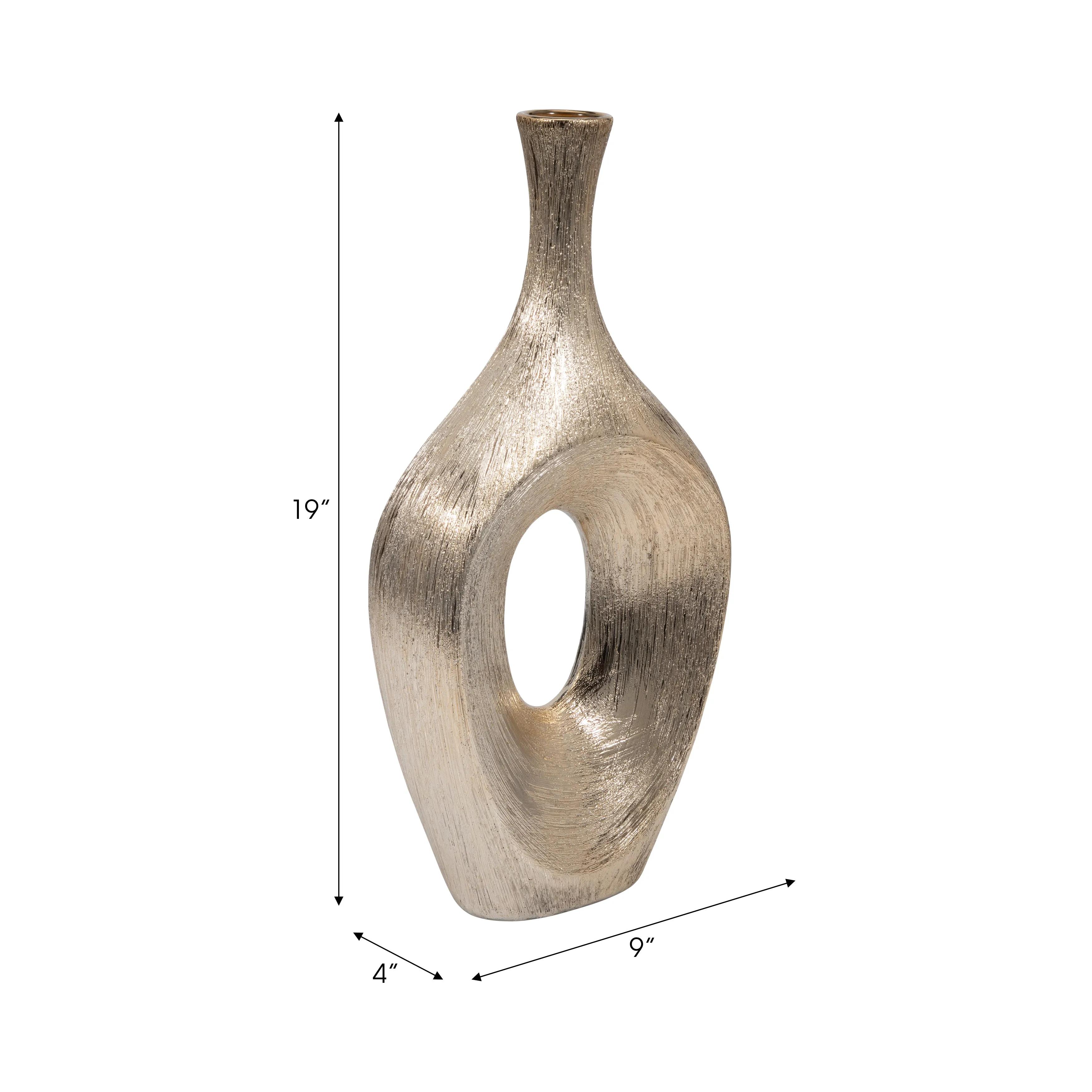 CER, 19" SCRATCHED OPEN CUT VASE, CHAMP