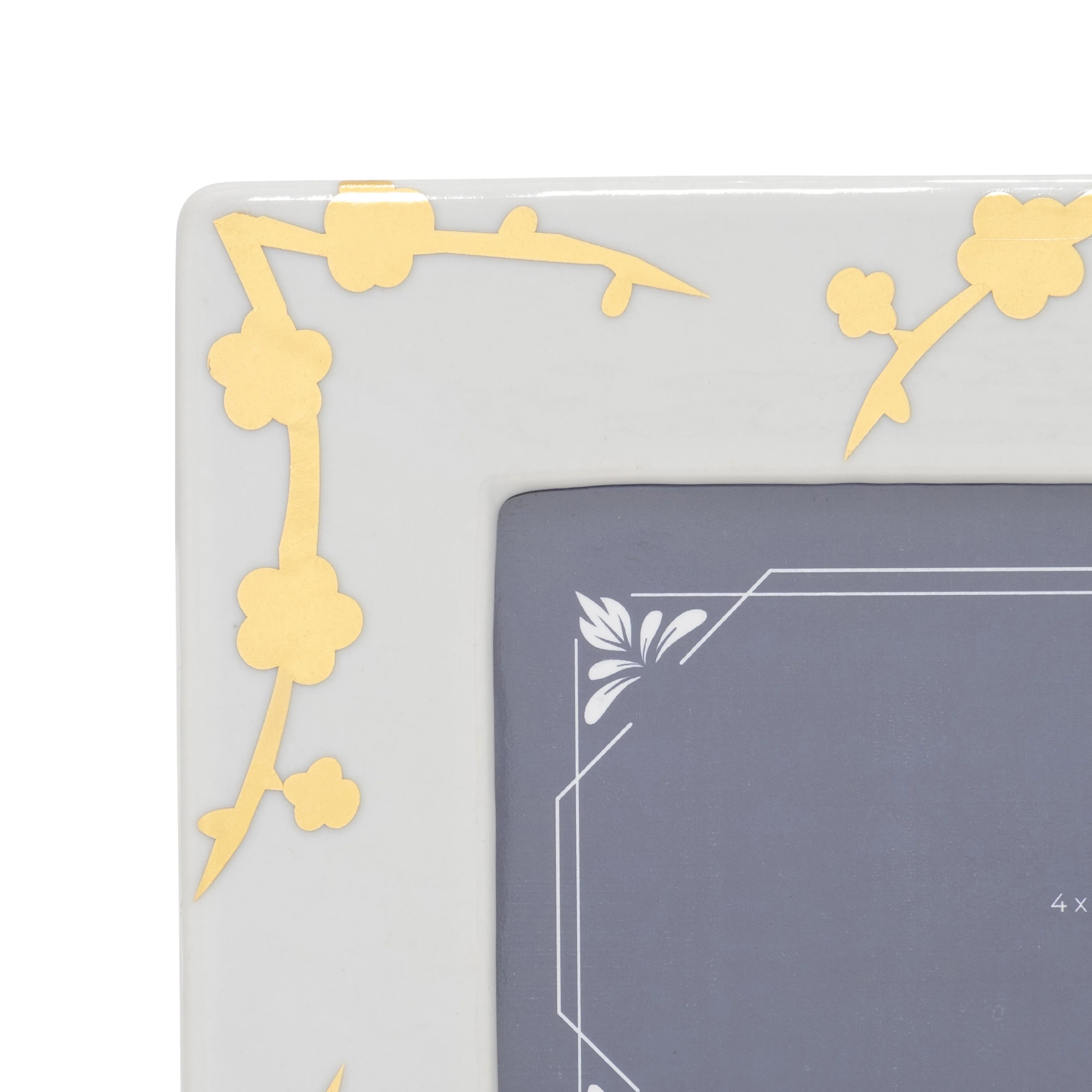 CER, 5X7 CHERRY BLOSSOM PHOTO FRAME, GOLD/WHITE