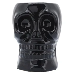 CER, 6" SKULL VASE, BLACK