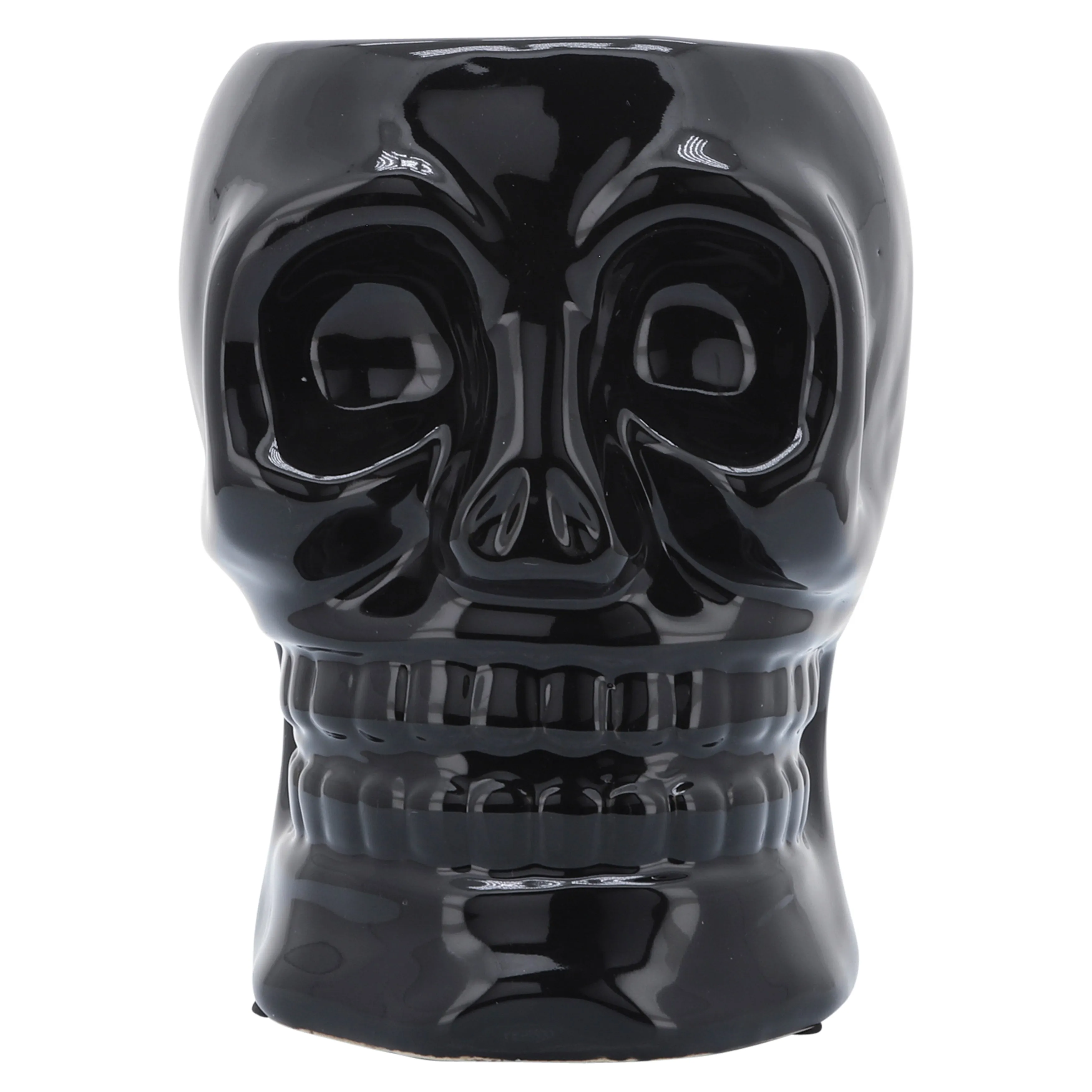 CER, 6" SKULL VASE, BLACK
